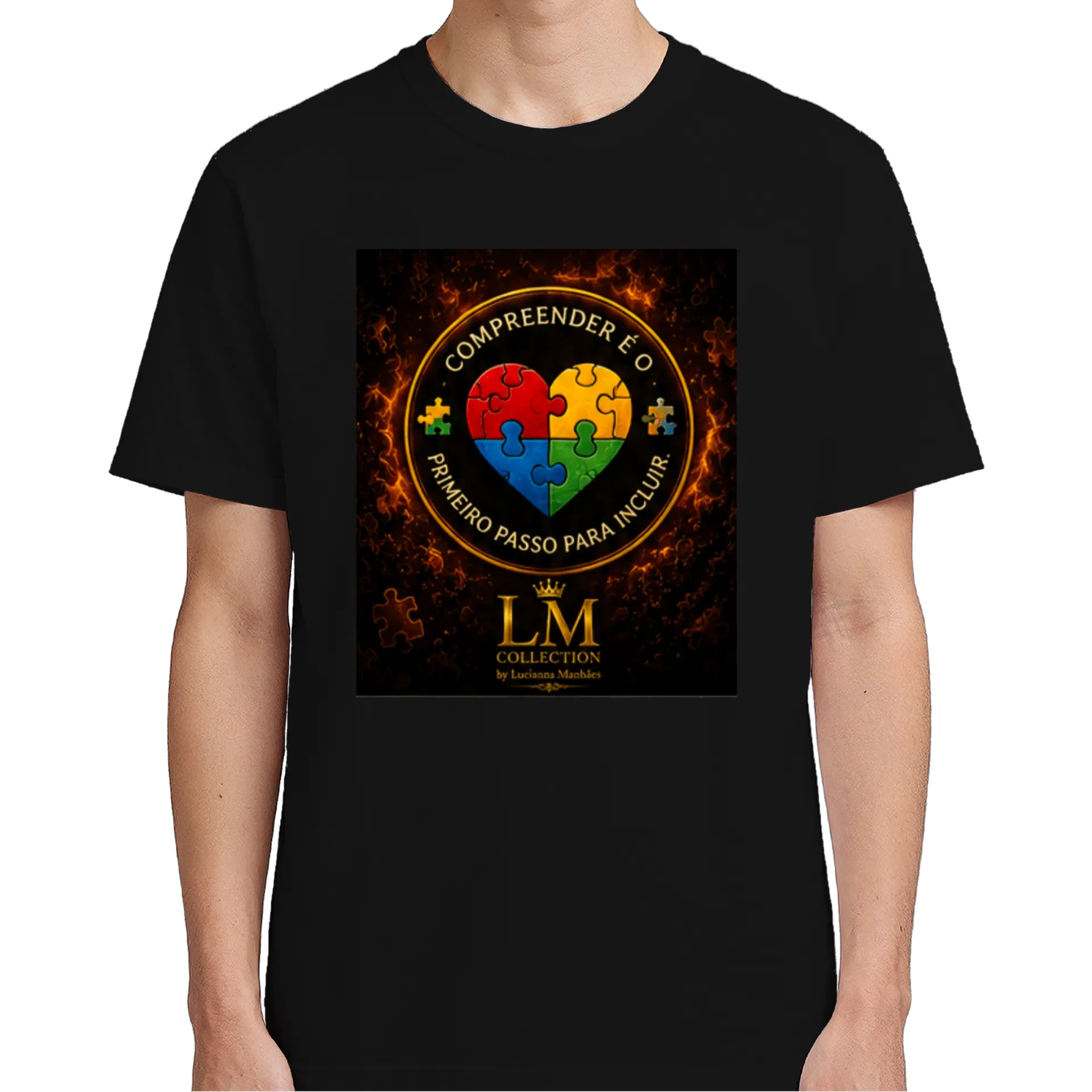 Camiseta Estampa Coração Quebra-Cabeça 100% Algodão - Imagem 5