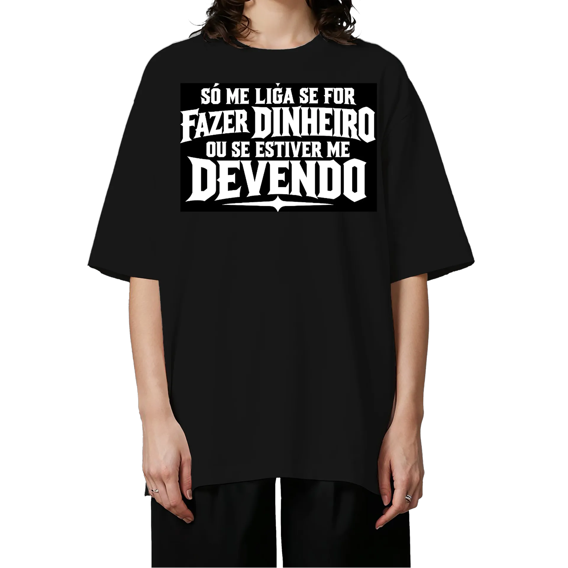 Camiseta Oversized Estampa Tipográfica Só Me Liga Se For - Imagem 3
