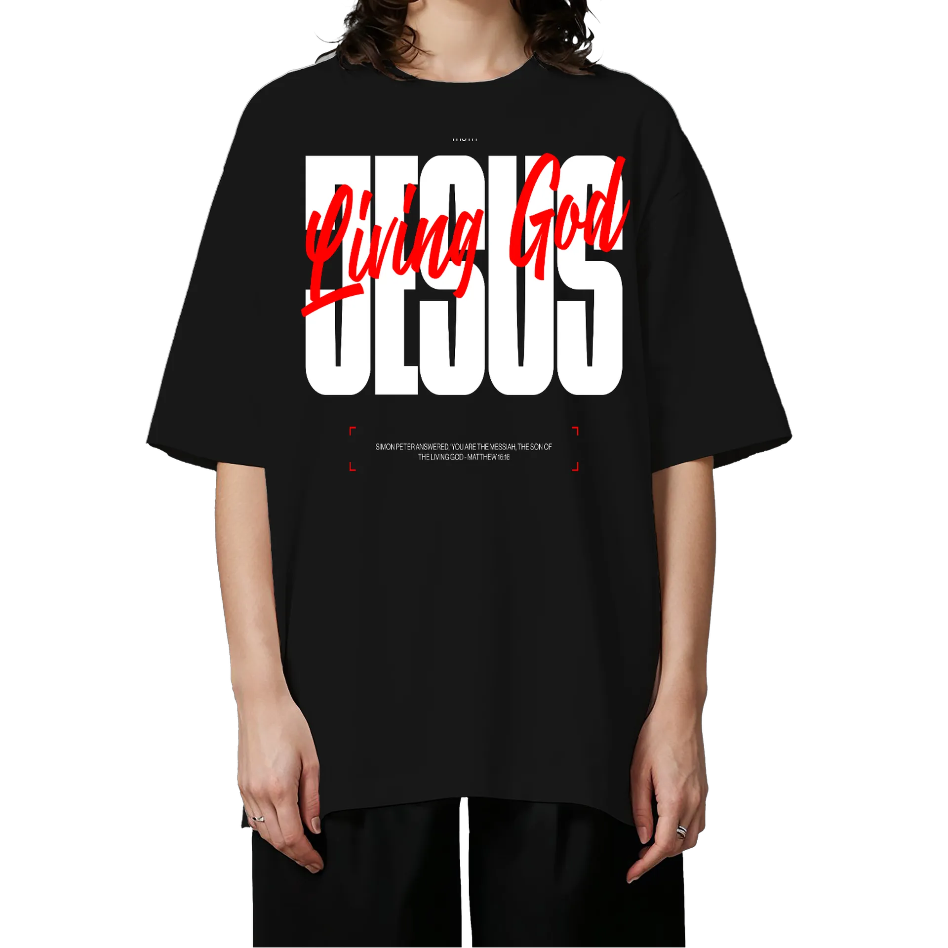 Camiseta Oversized Estampa Jesus Living God Preto - Imagem 3
