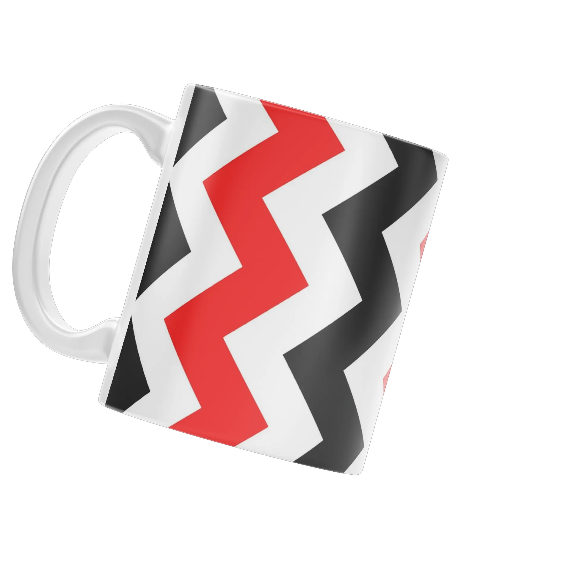 Caneca Porcelana Chevron Vermelho Branco Preto 325ml - Imagem 3