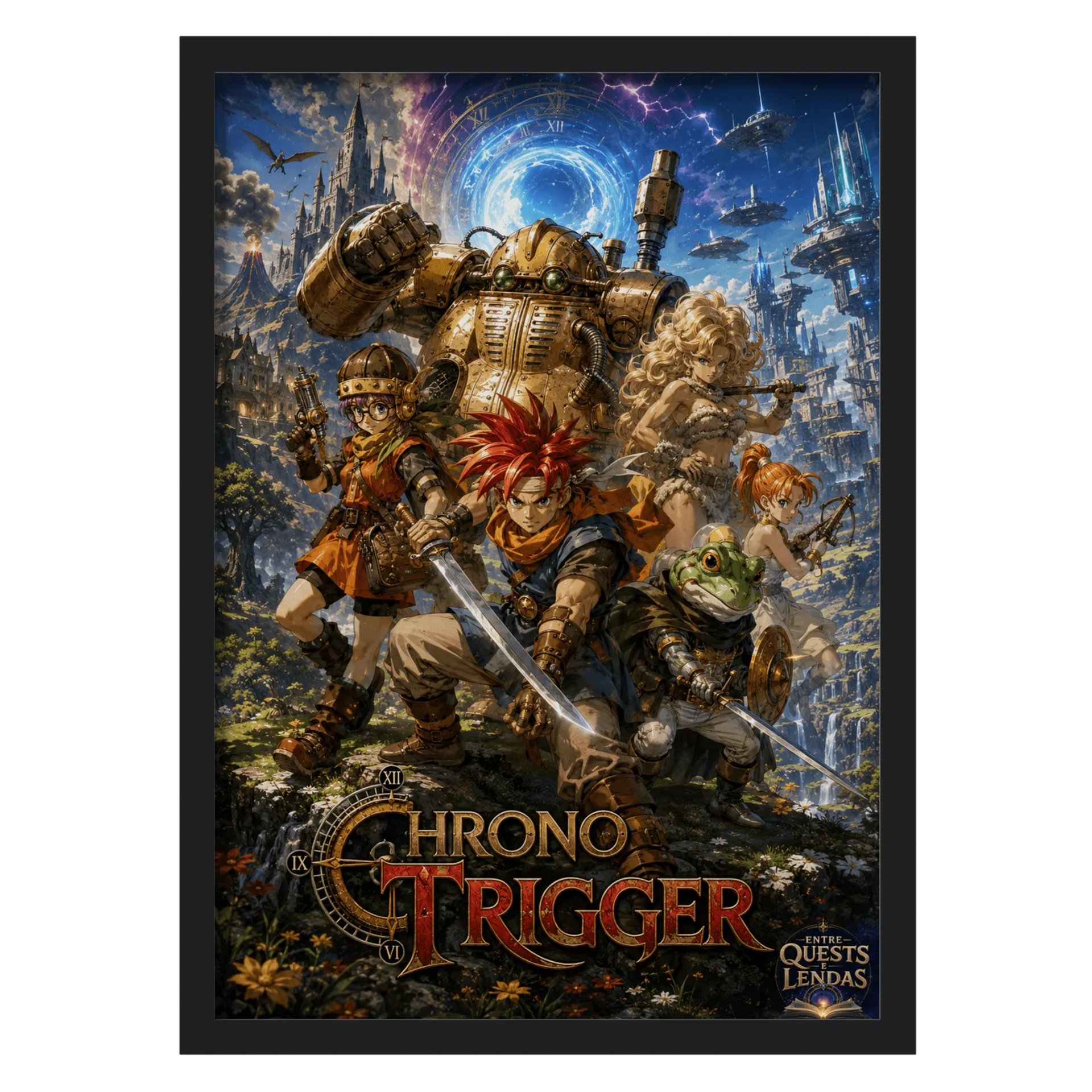 Quadro A3 Chrono Trigger – Arte Decorativa com Moldura de entrequestselendas — imagem 1 de 3