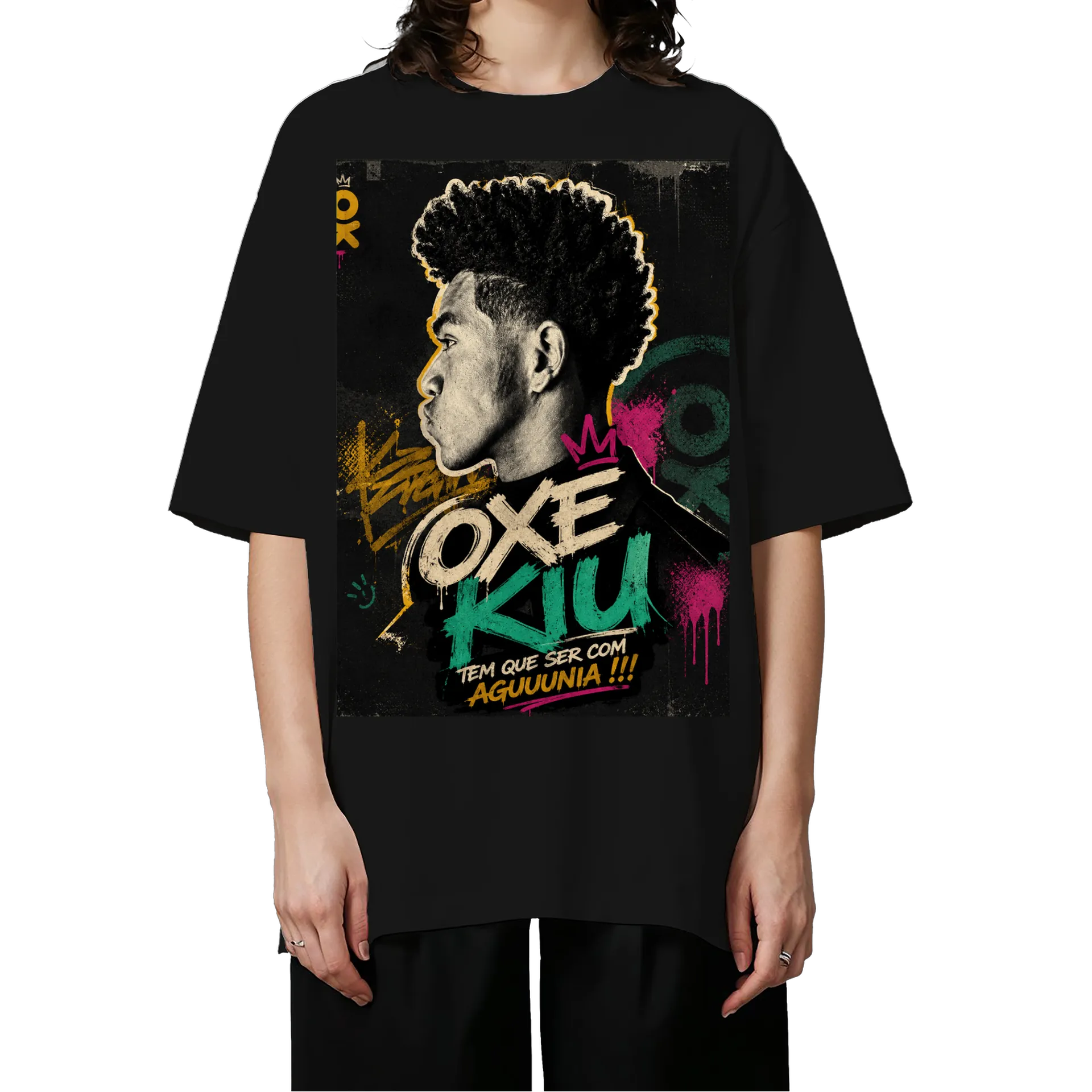 Camiseta Oversized Artista Neon “OXEK” Branco 100% Algodão de OXEKiU — imagem 3 de 6