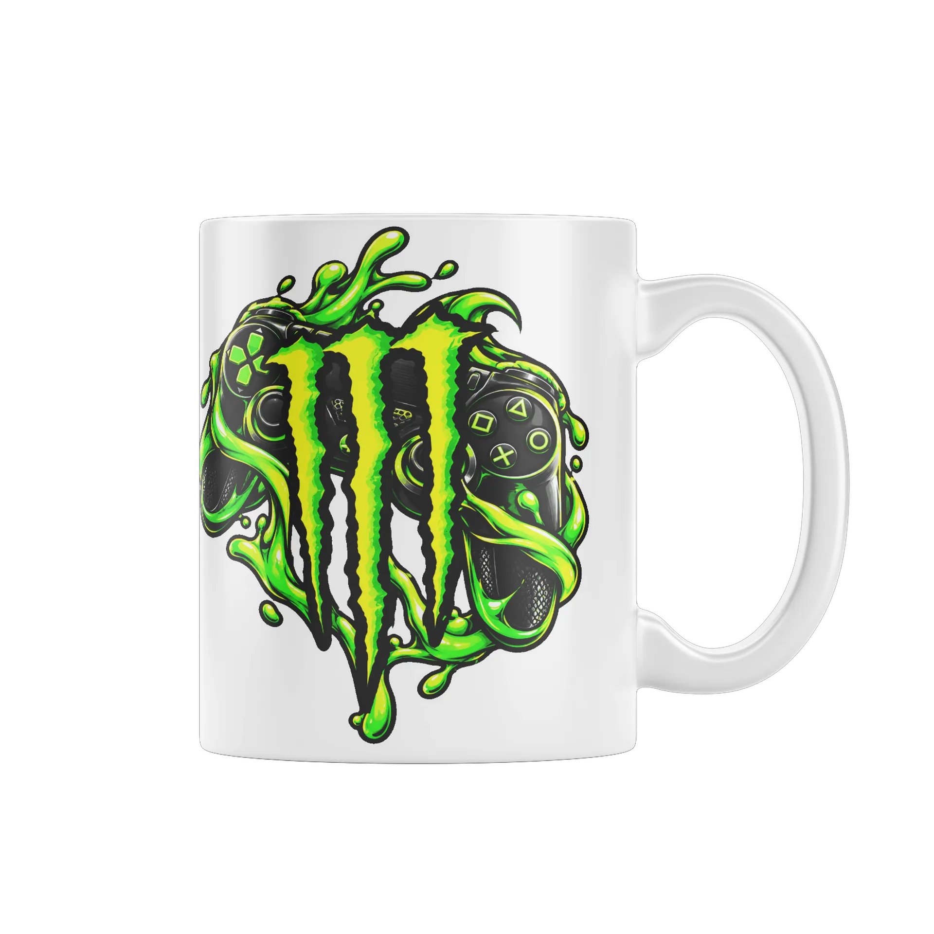 Caneca ENERGY GAMER Tipográfica Verde e Controle - 325ml - Imagem 1