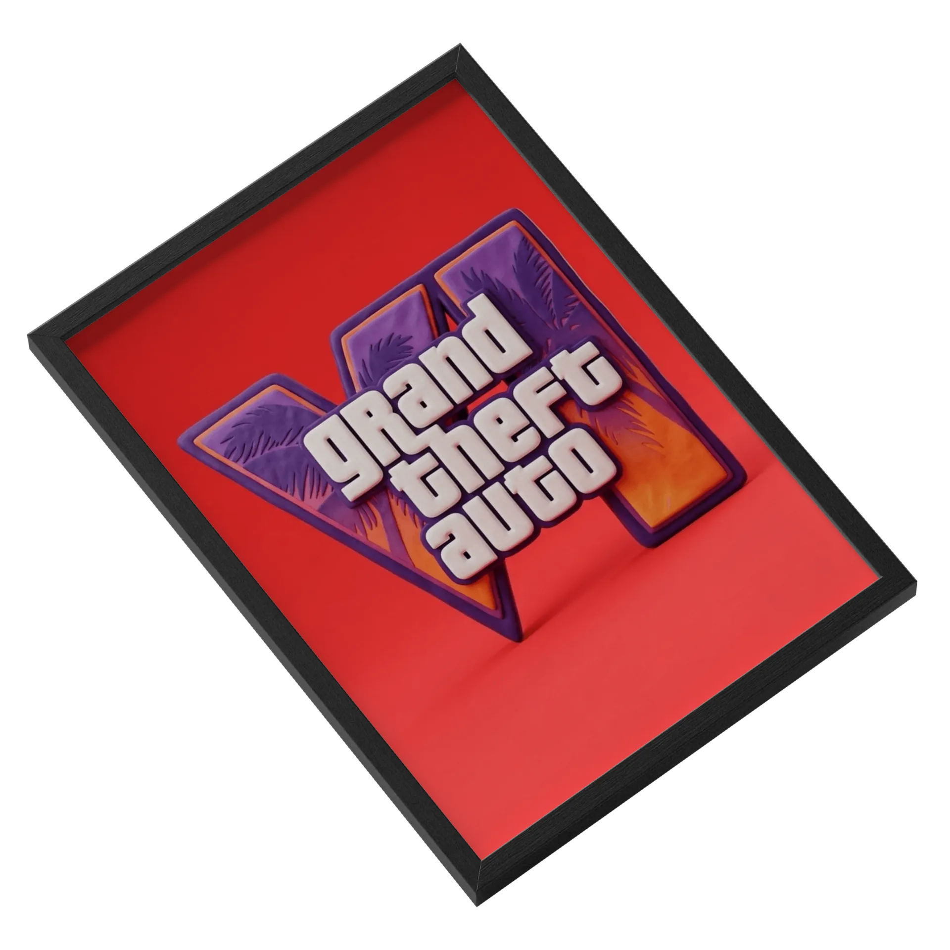 Quadro Tipográfico Grand Theft Auto GTA A3 com Vidro - Imagem 2