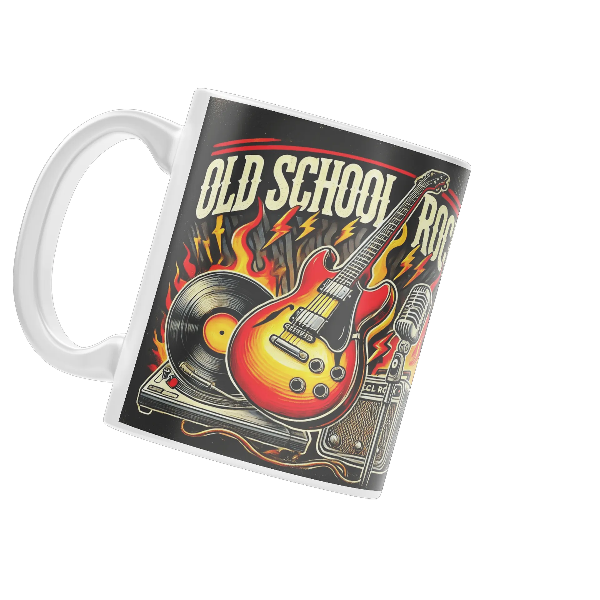 Caneca Estampa Tipográfica Old School Rock Guitarra 325ml - Imagem 3