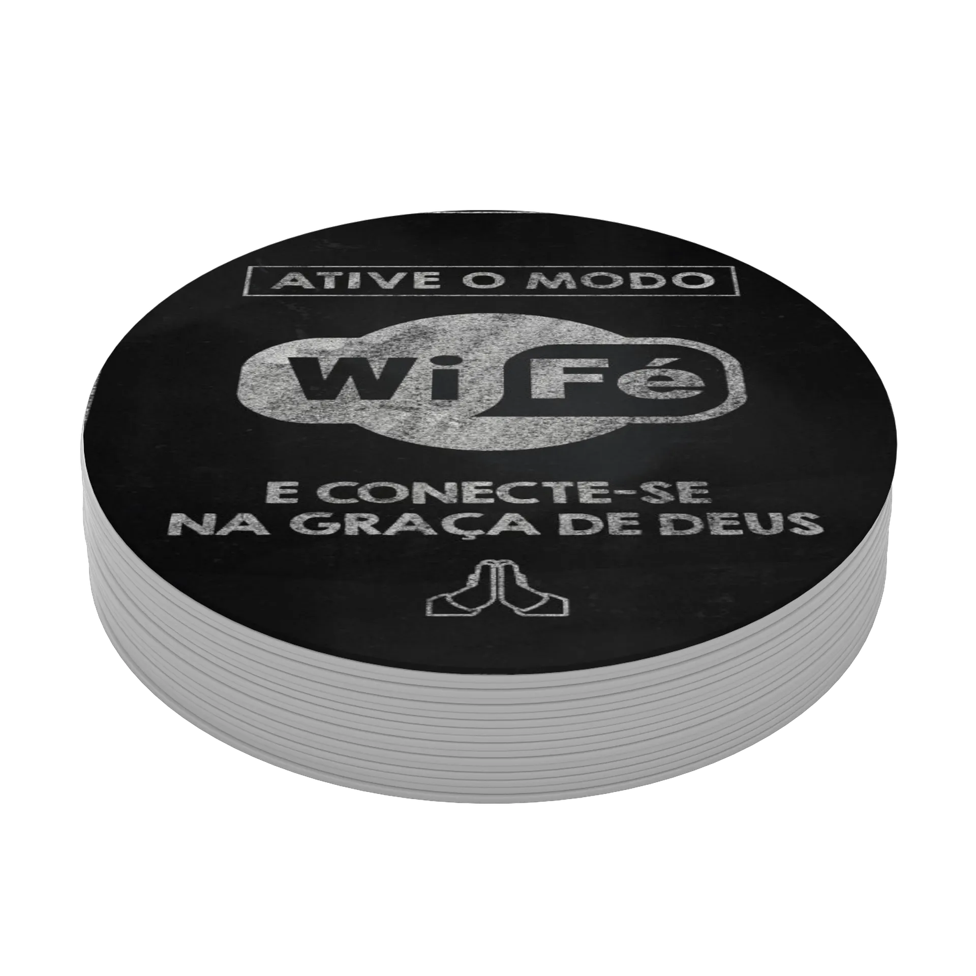Porta-copo MDF Wi-Fi Fé Personalizado 10x10cm - Imagem 4