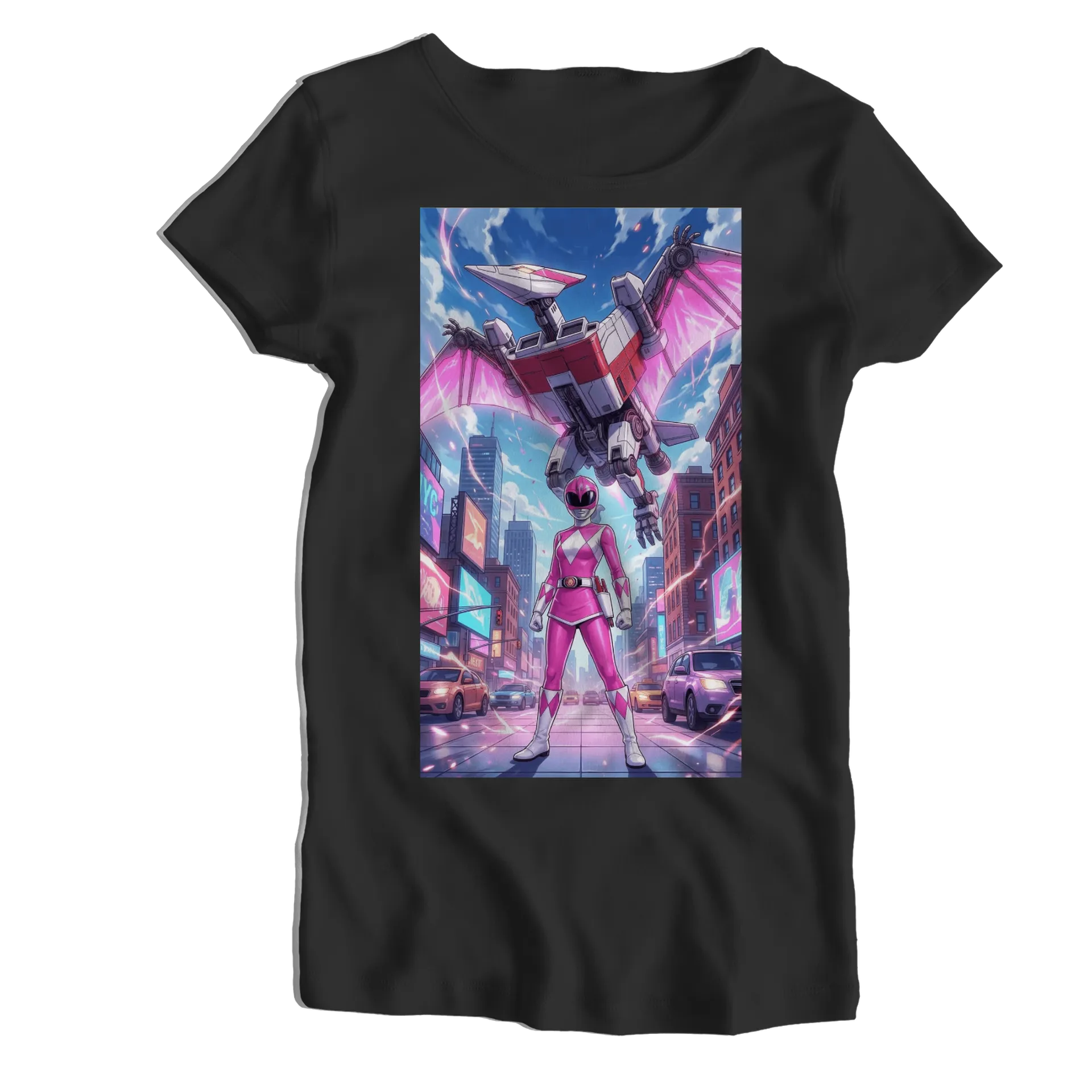 Camiseta Babylook Heroína de Capacete Rosa 100% Algodão - Imagem 1