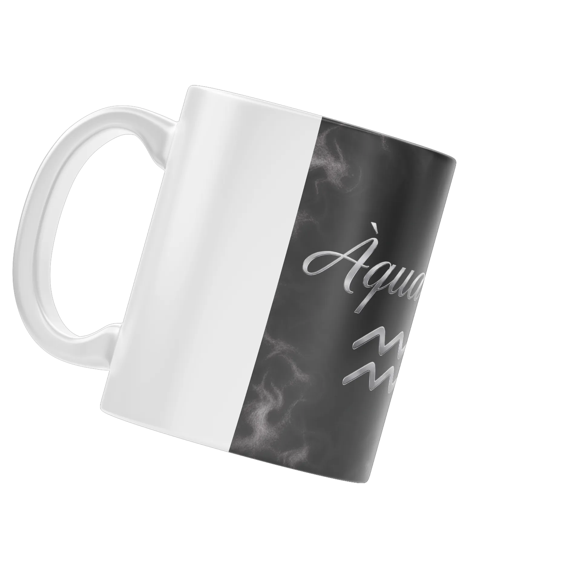 Caneca Porcelana Aquarius Estampa Letras Prata 325ml - Imagem 4