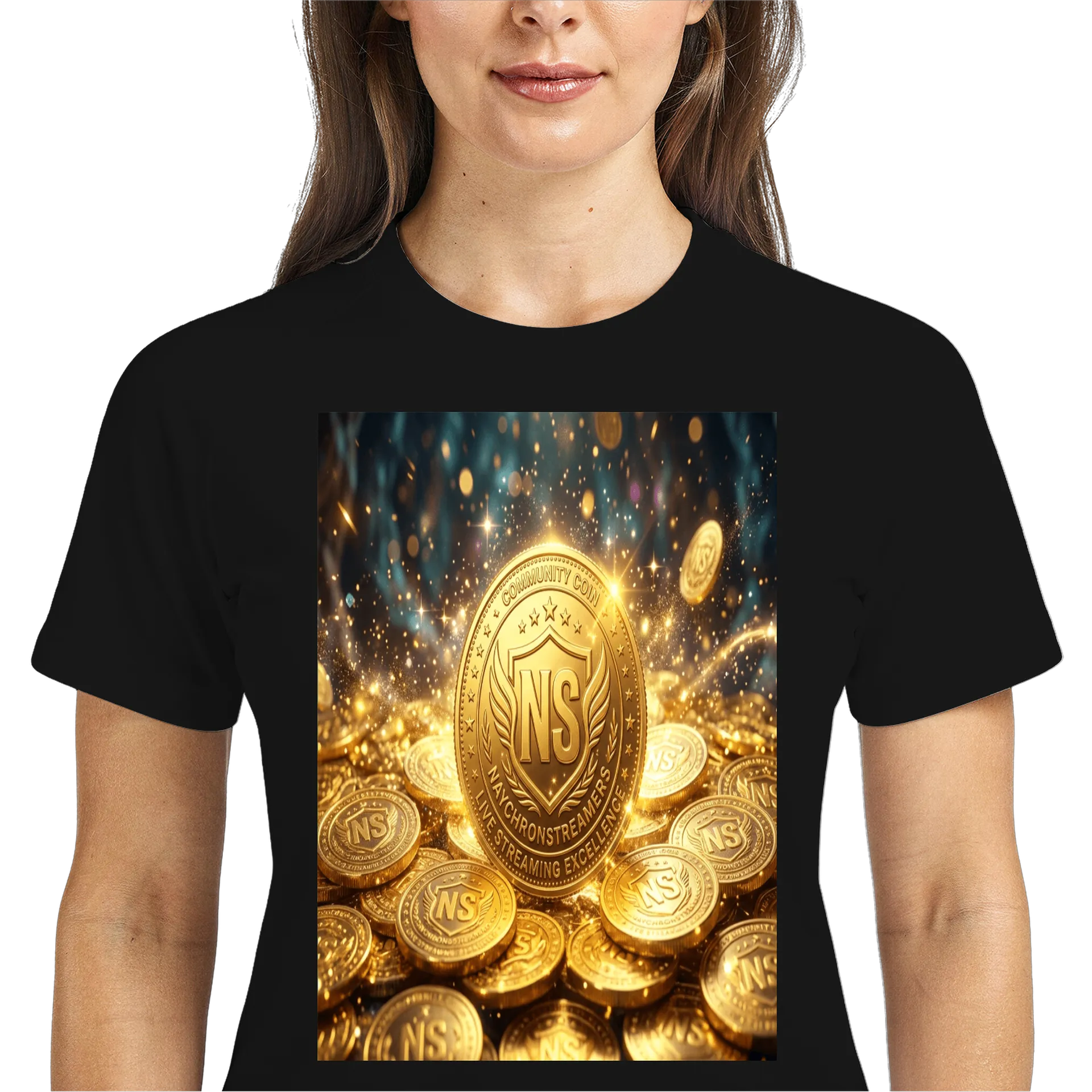 Camiseta Dry Fit Moedas NS Douradas Respirável - Imagem 3