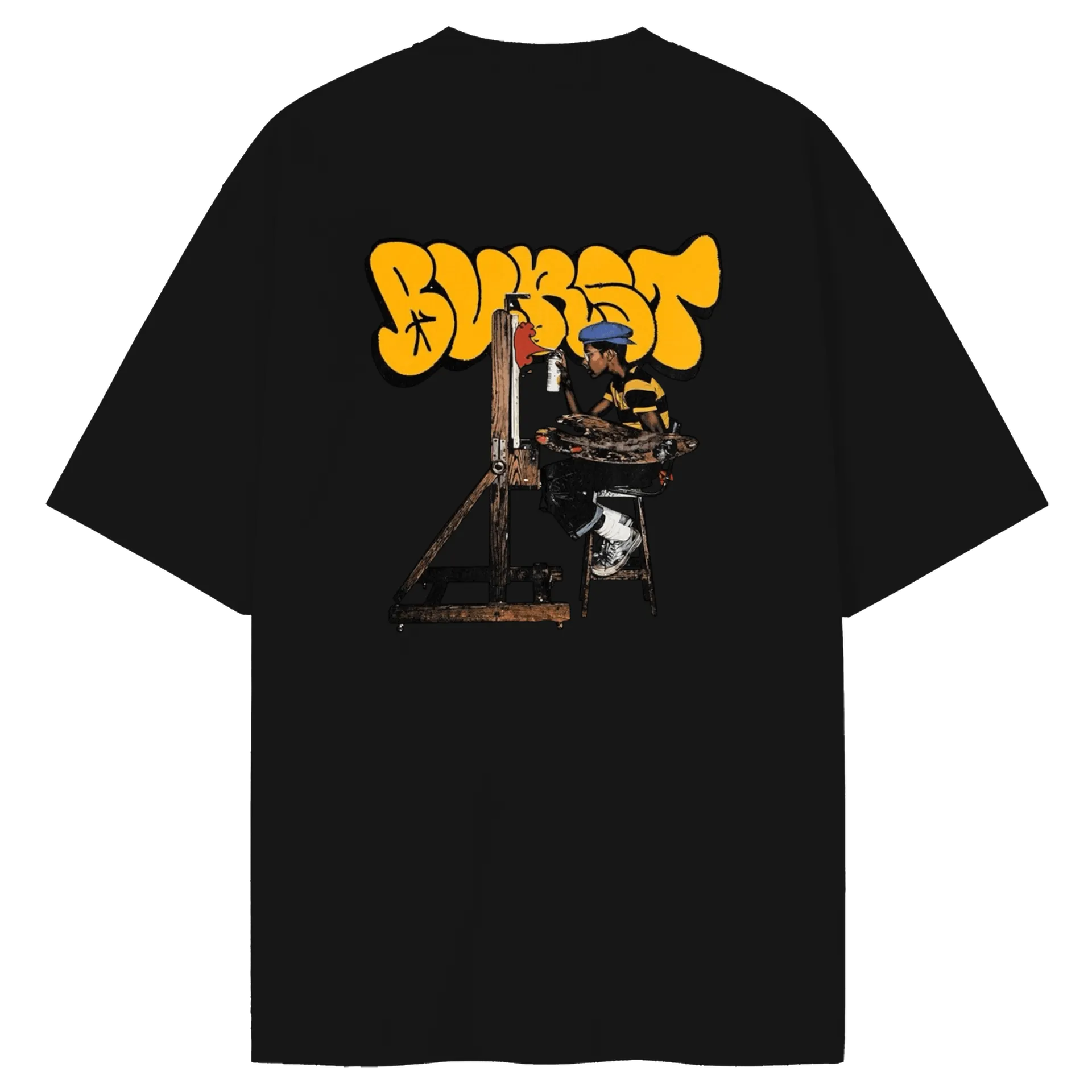 Camiseta Oversized Artista Graffiti Amarelo 100% Algodão - Imagem 2