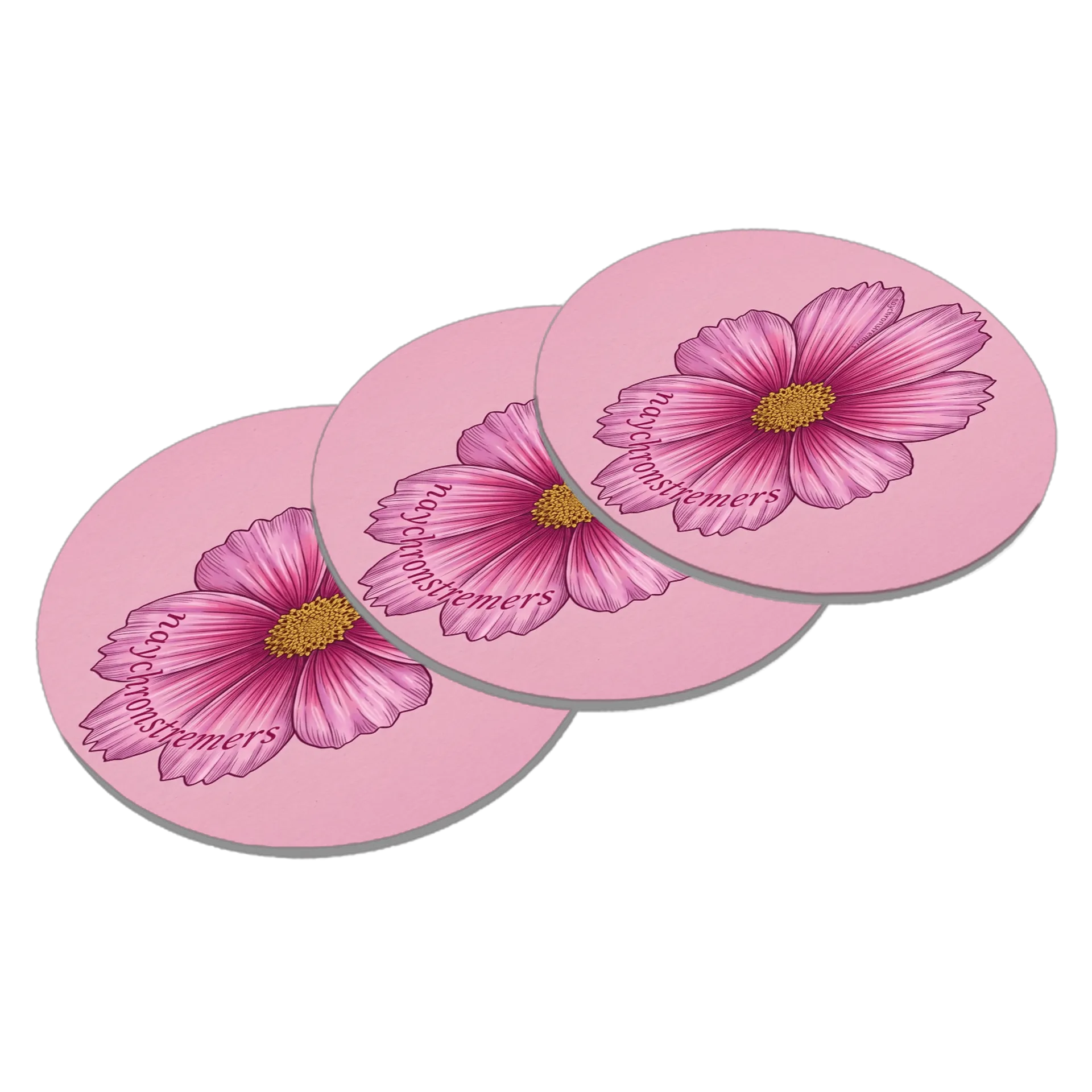 Porta-copo Flor Rosa Ilustração Botânica MDF - Imagem 2