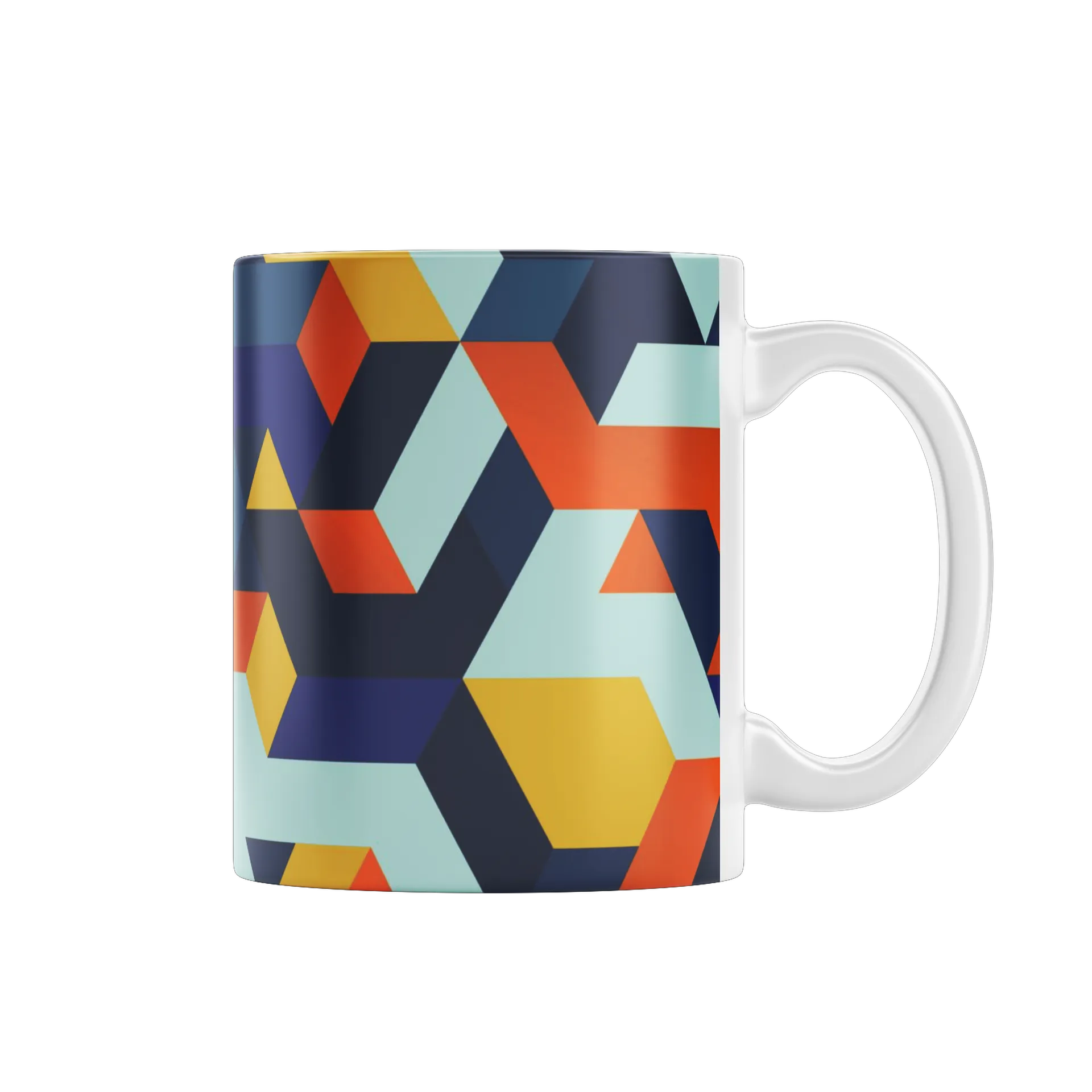 Caneca Estampa Geométrica Azul Laranja 325ml - Imagem 1