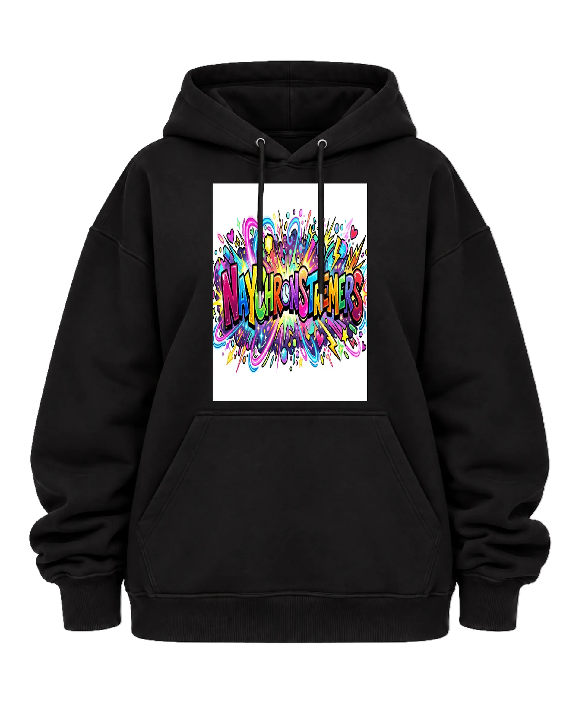 Blusa Moletom Canguru Estampa Tipográfica Neon - Imagem 5