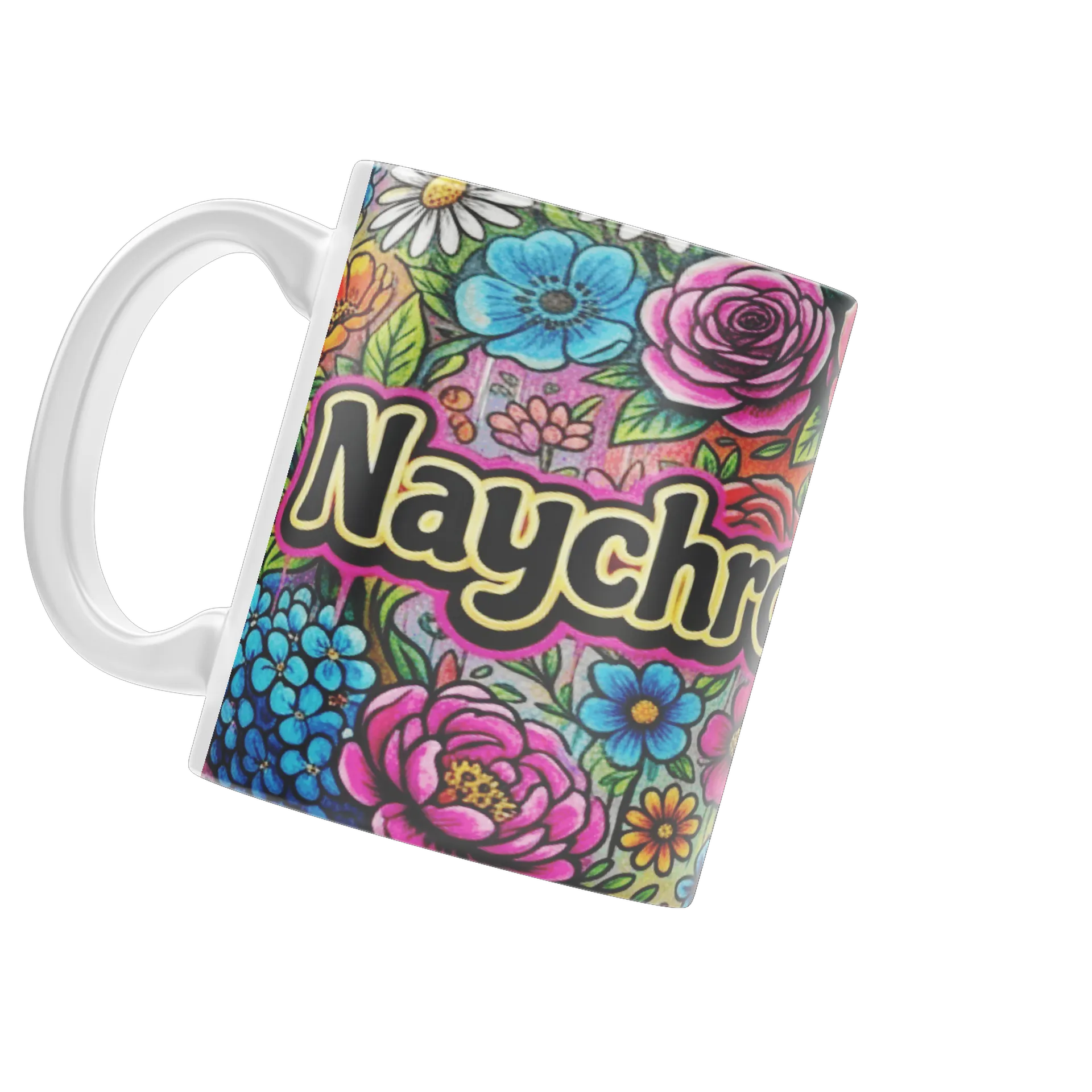 Caneca Estampa Floral Colorida Naychronstreamers 325ml - Imagem 2