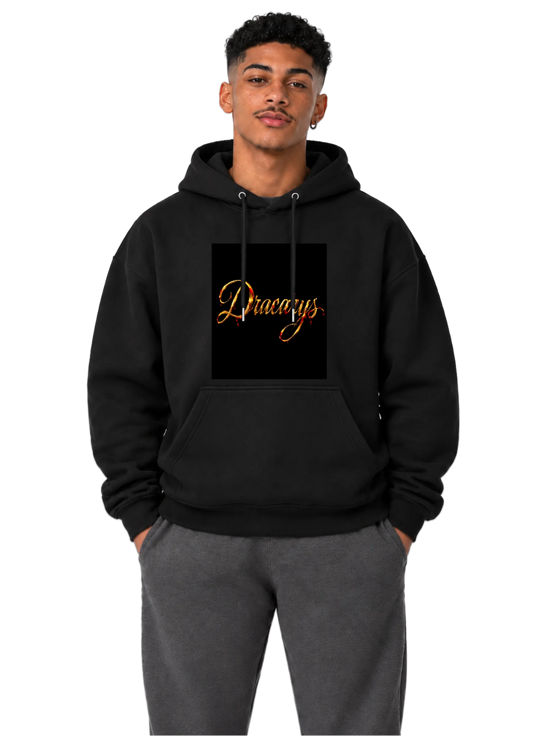 Blusa Moletom Canguru Estampa Tipográfica Dracarys Dourada - Imagem 3