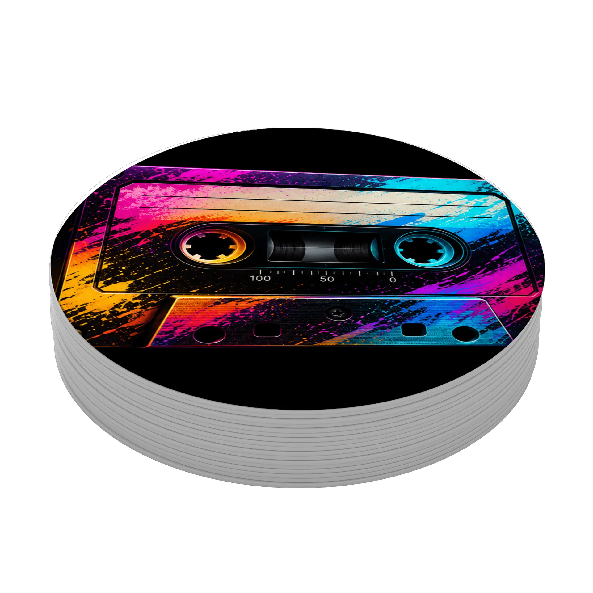 Porta-copo MDF Estampa Retrô Cassete Neon - Imagem 4