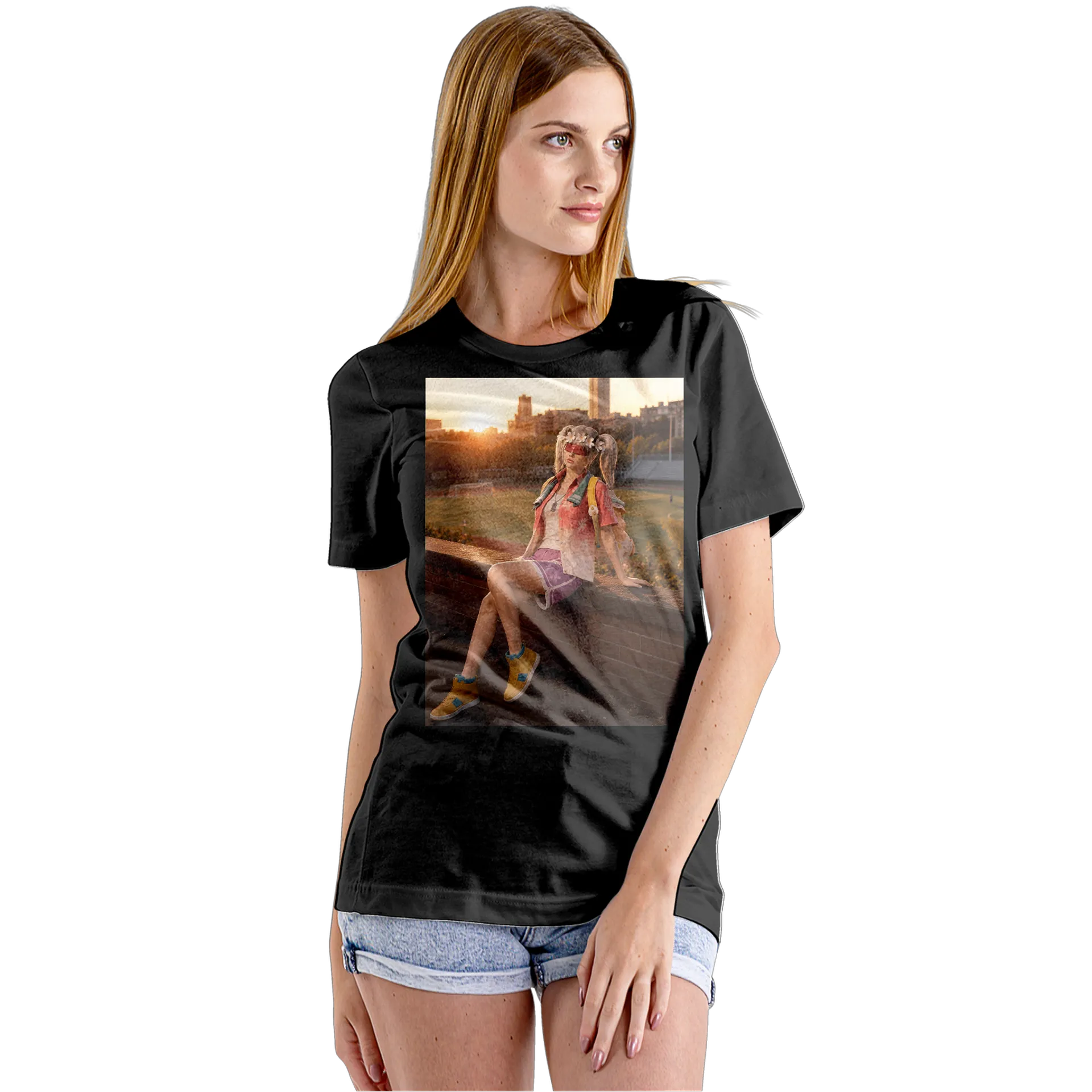 Camiseta Babylook Personagem com Coroa de Flores 100% - Imagem 5