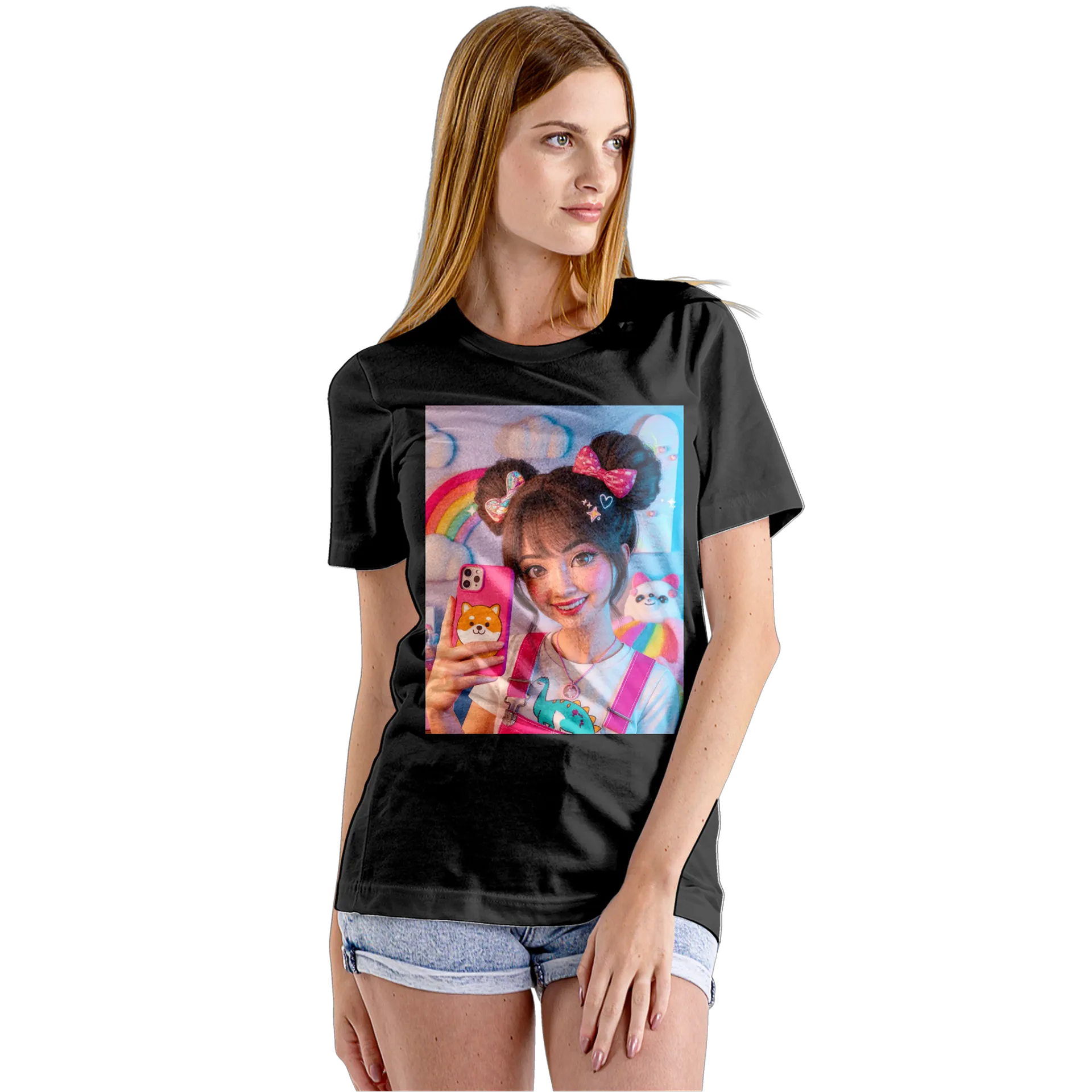 Camiseta Babylook Ilustração Jovem e Dinossauro 100% Algodão - Imagem 5