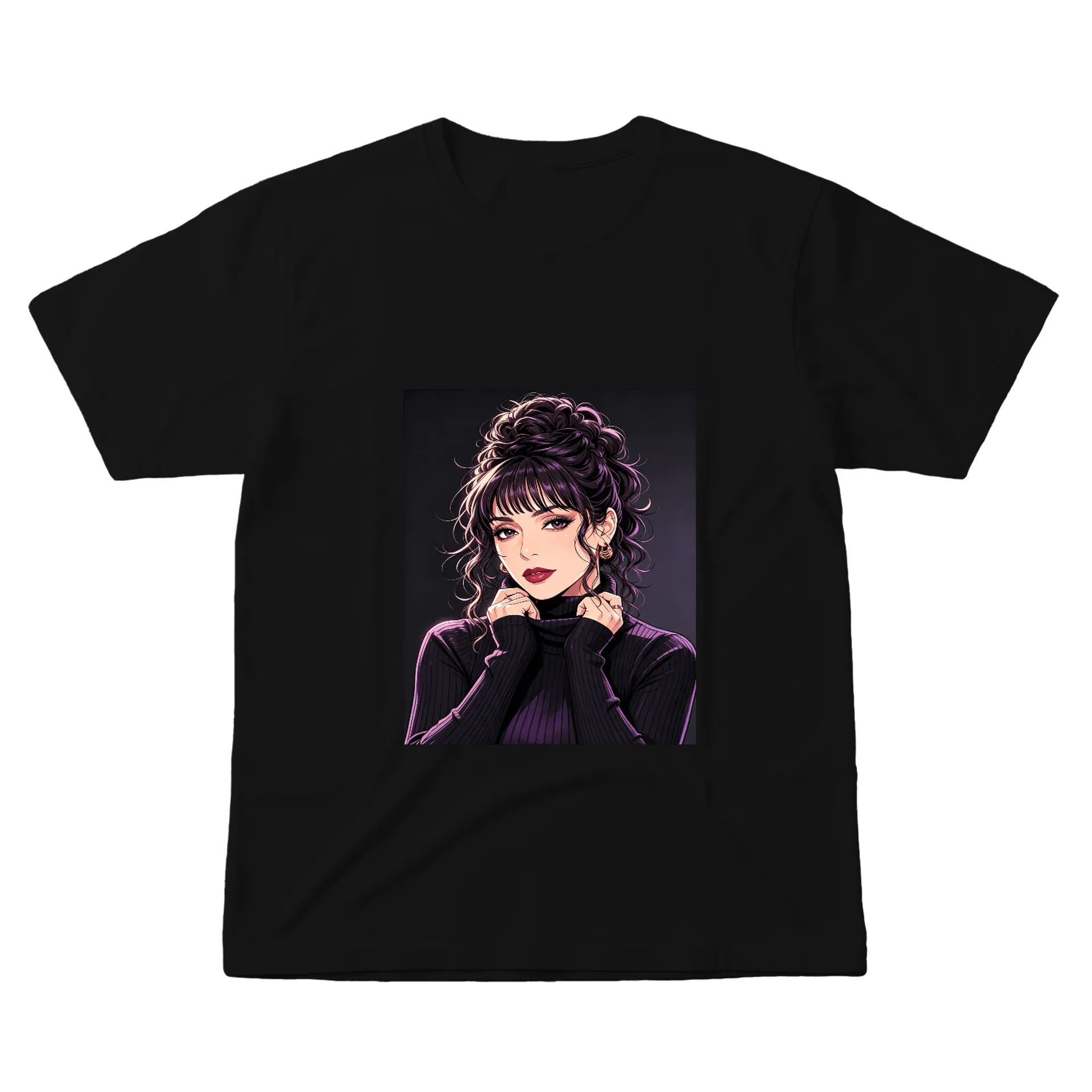 Camiseta Estampa Mulher Manga Listrada Roxo Algodão 100% de Pandora Brasil — imagem 1 de 6