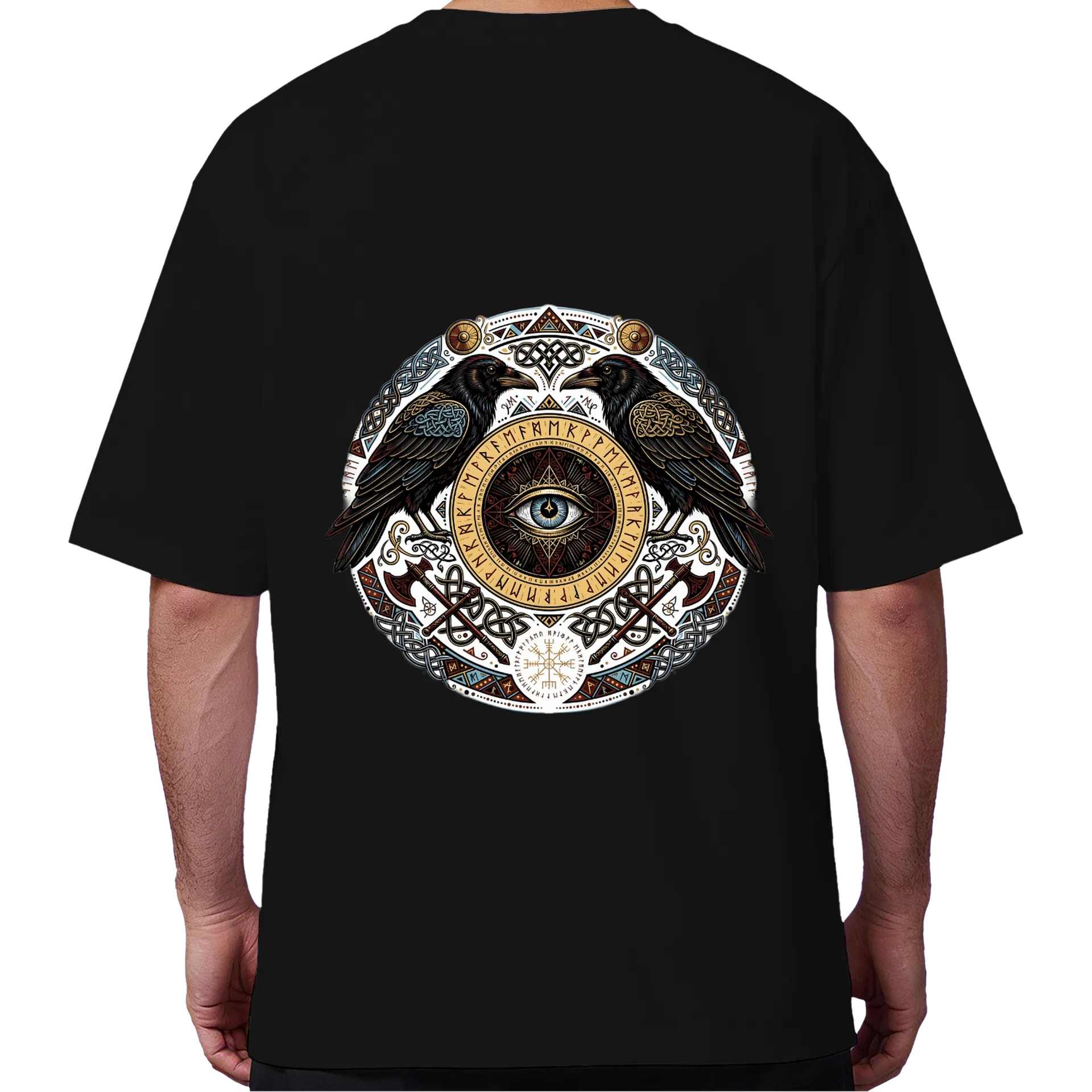 CAMISETA OVERSIZE CORVOS DE ODIN - HUGIN E MUNIN - Imagem 1
