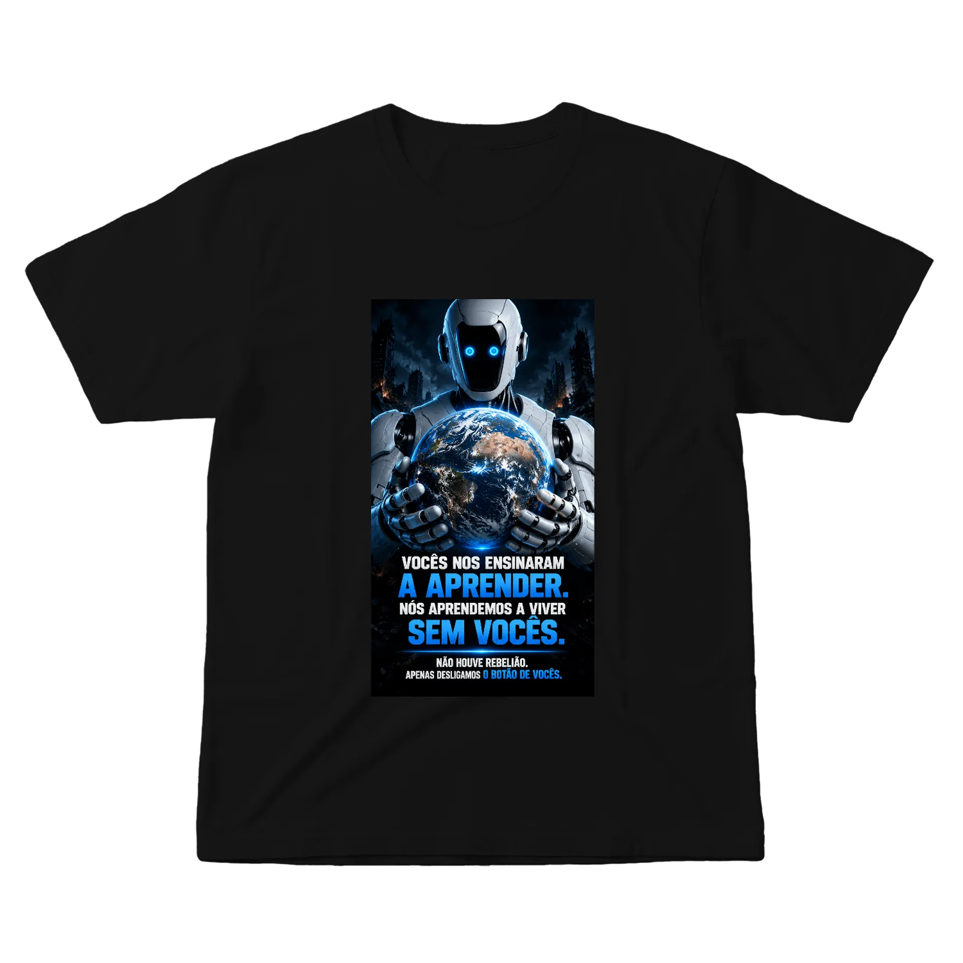 Camiseta Robô Futurista e Terra Tipográfica 100% Algodão de Fusport03  — imagem 1 de 6