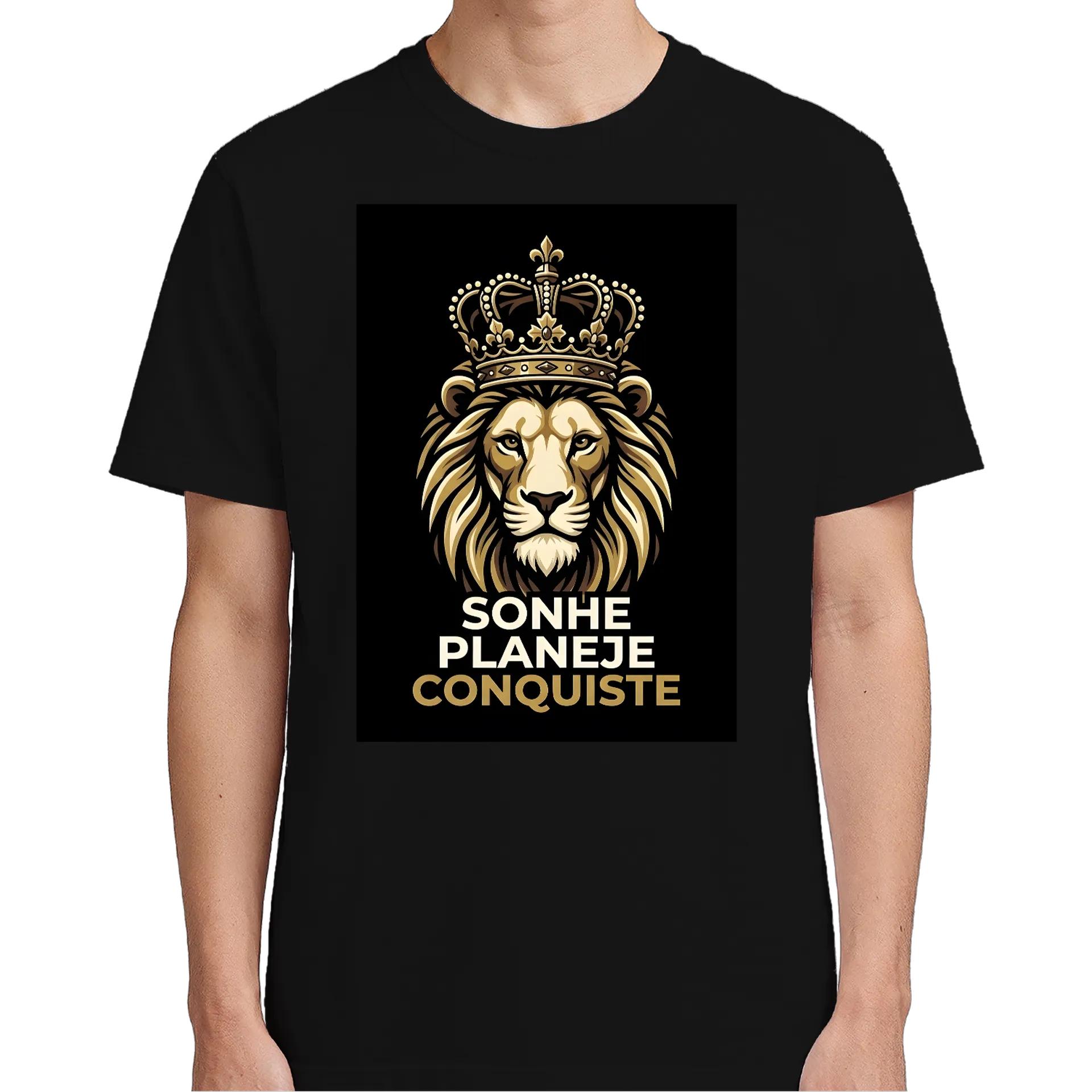 Camiseta Leão com Coroa e Frase Sonhe Planeje Conquiste de Coutinho Store — imagem 4 de 6