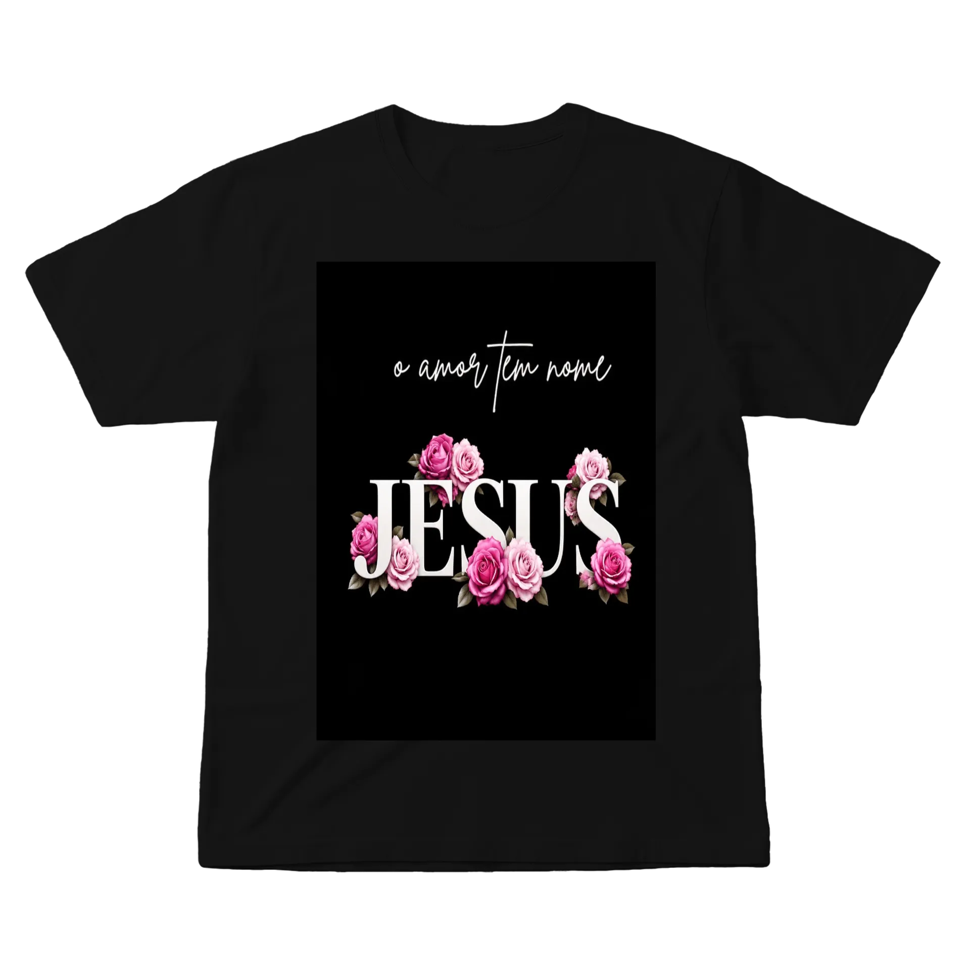 Camiseta Escrito JESUS com Rosas 100% Algodão de Tamires Thormes  — imagem 1 de 6