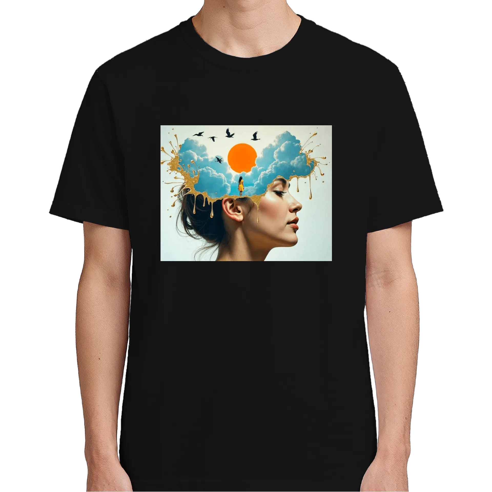 Camiseta Estampa Criativa Mulher Sol 100% Algodão - Imagem 5