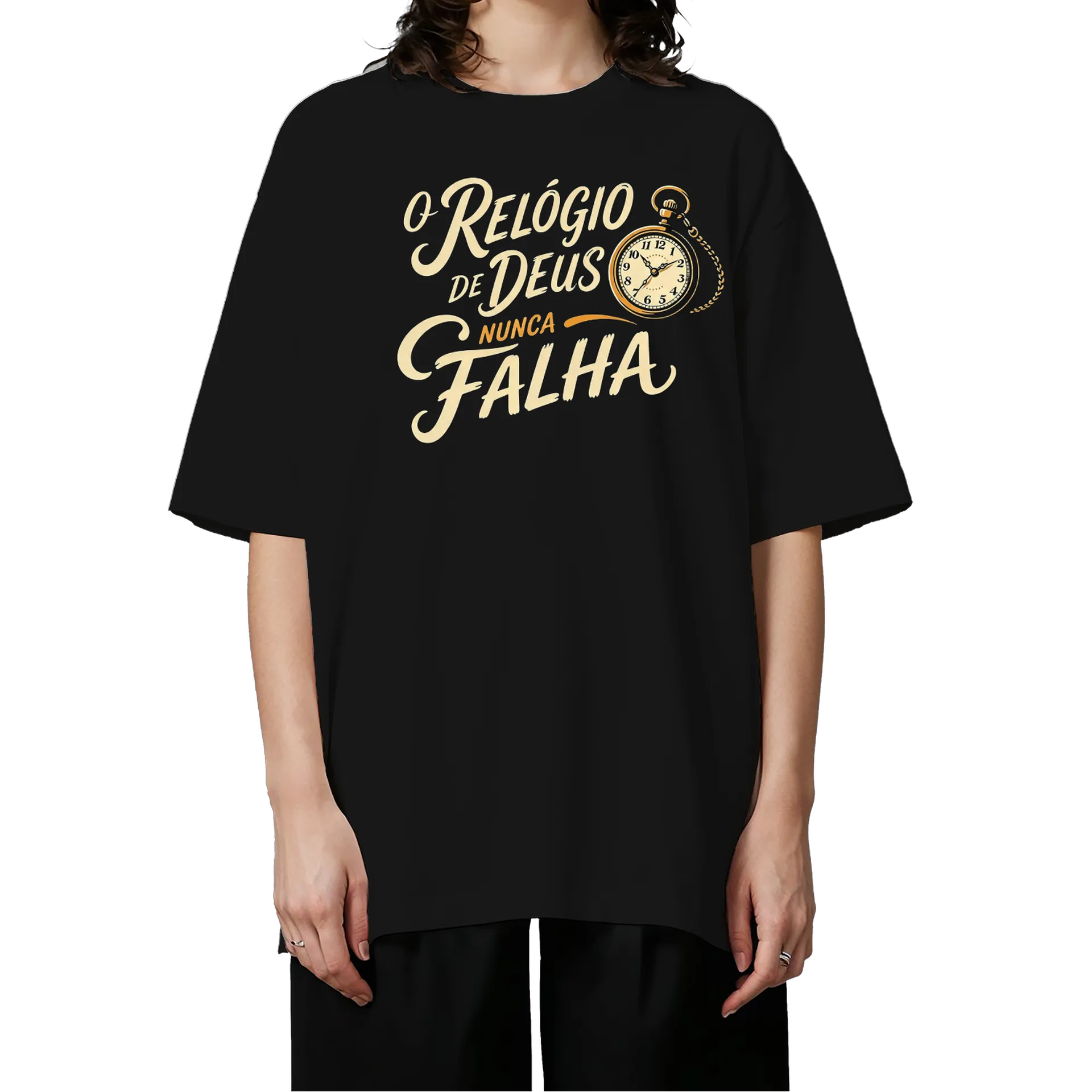 Camiseta Oversized Relógio de Deus de UP STORY COLLECTION — imagem 3 de 6