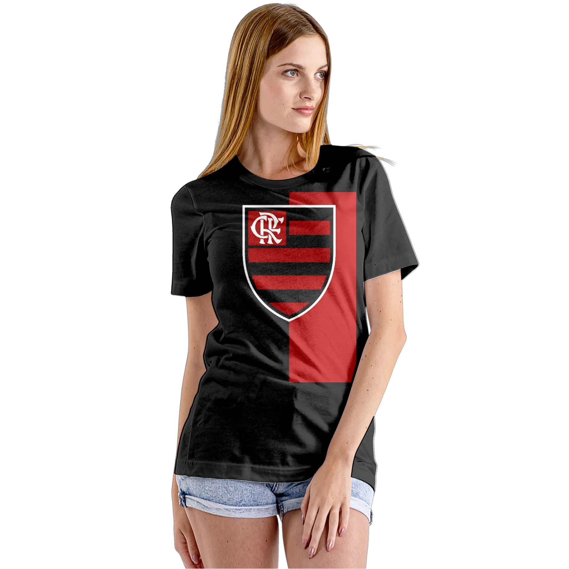 Camiseta Babylook Escudo CRF Vermelho e Preto 100% Algodão - Imagem 5