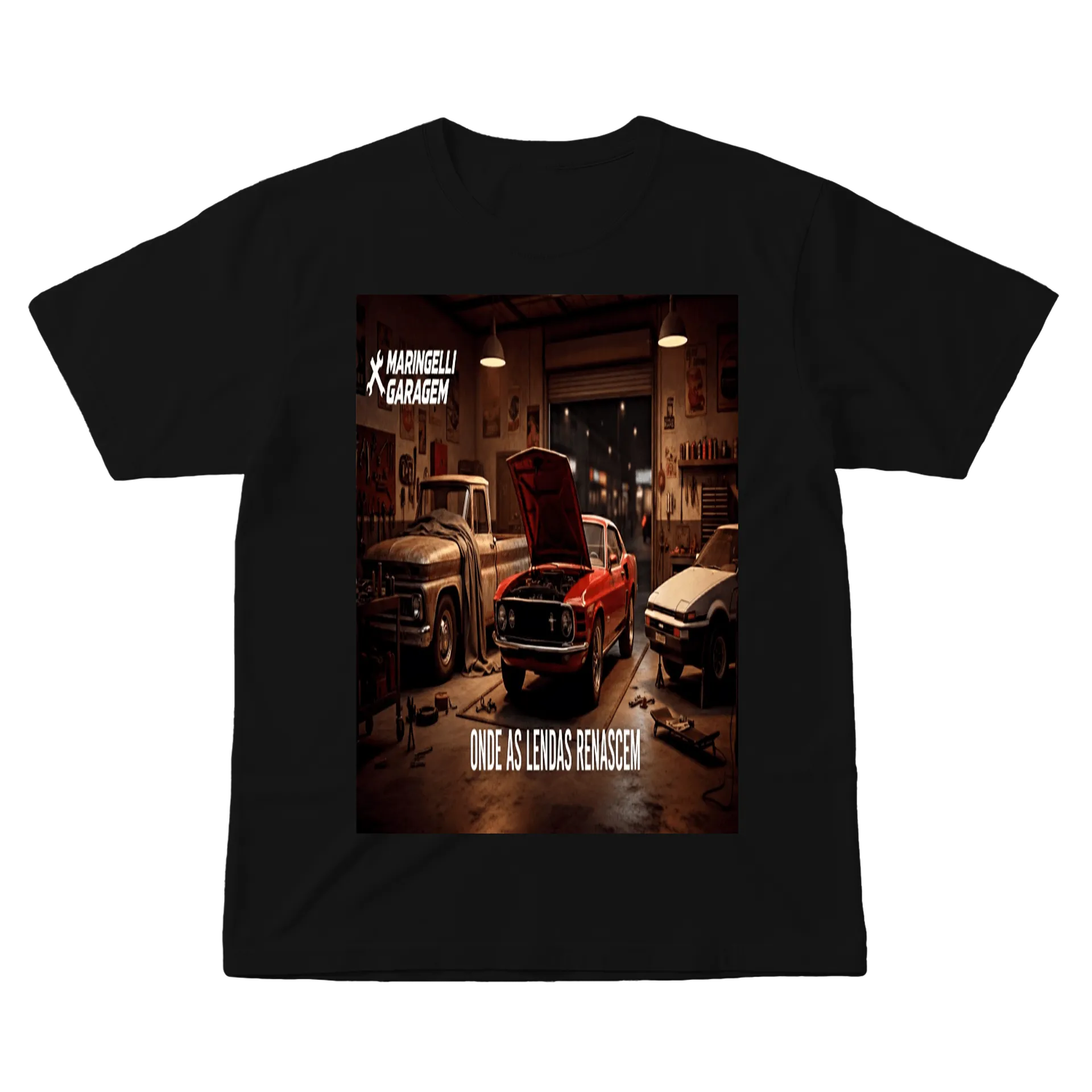 Camiseta Máquina Garagem 100% Algodão Preto - Imagem 1