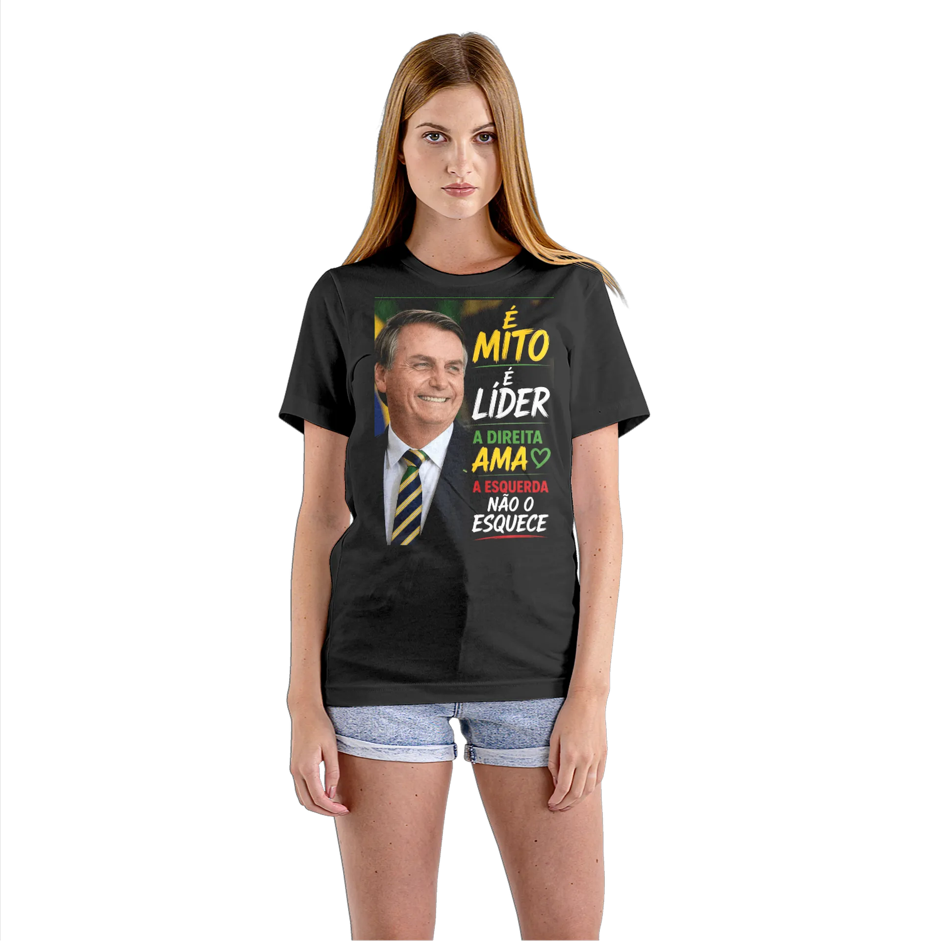 Camiseta Babylook Bolsonaro Estampa Tipográfica 100% Algodão - Imagem 3