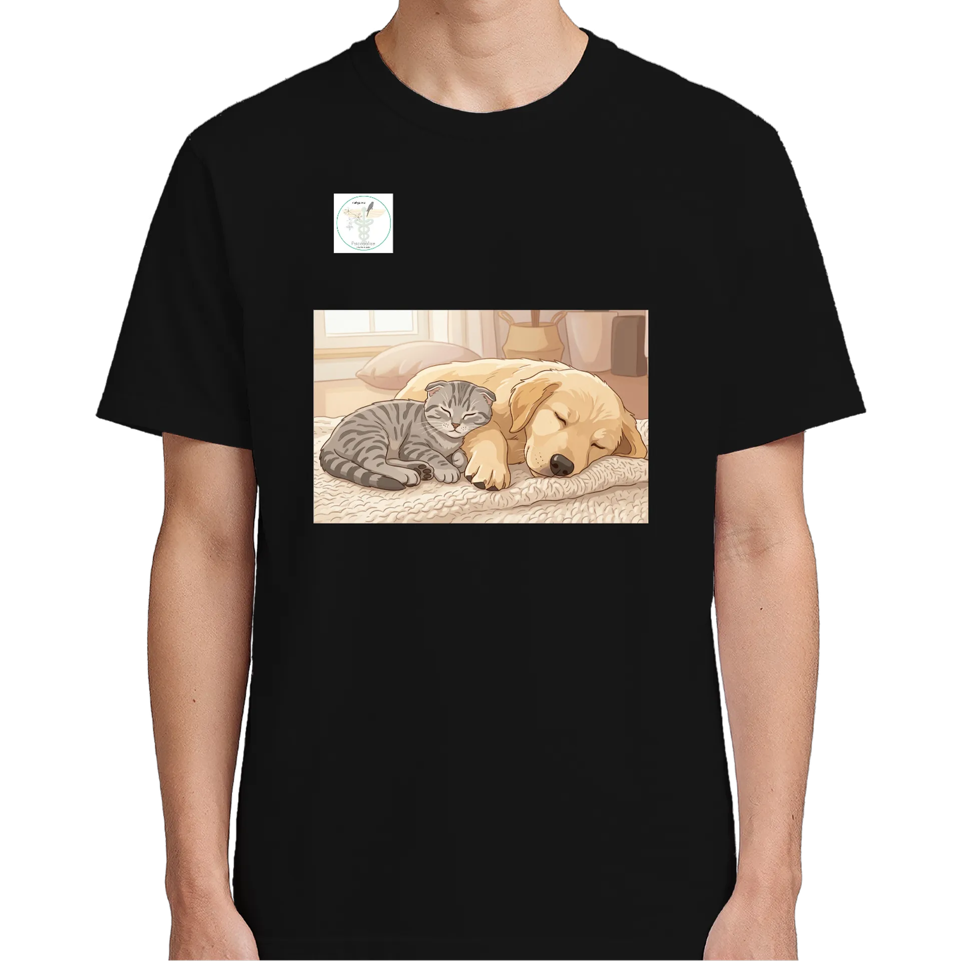 Camiseta Gato e Cachorro Dormindo 100% Algodão - Imagem 5