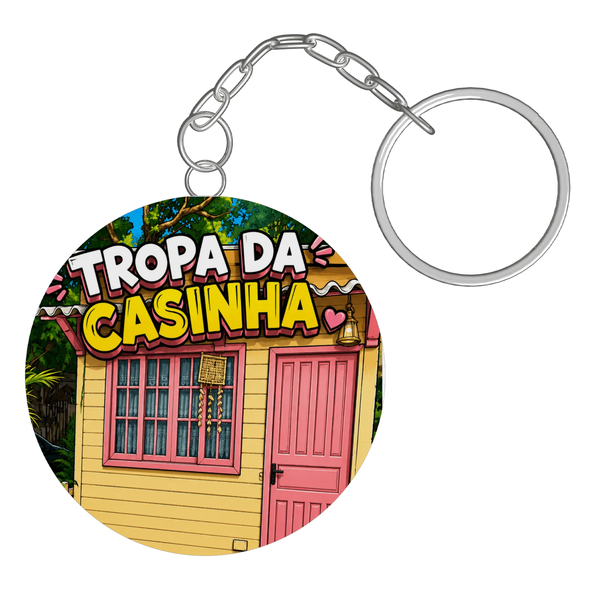 Chaveiro MDF Tropa da Casinha 5x5cm de Chiquinha 