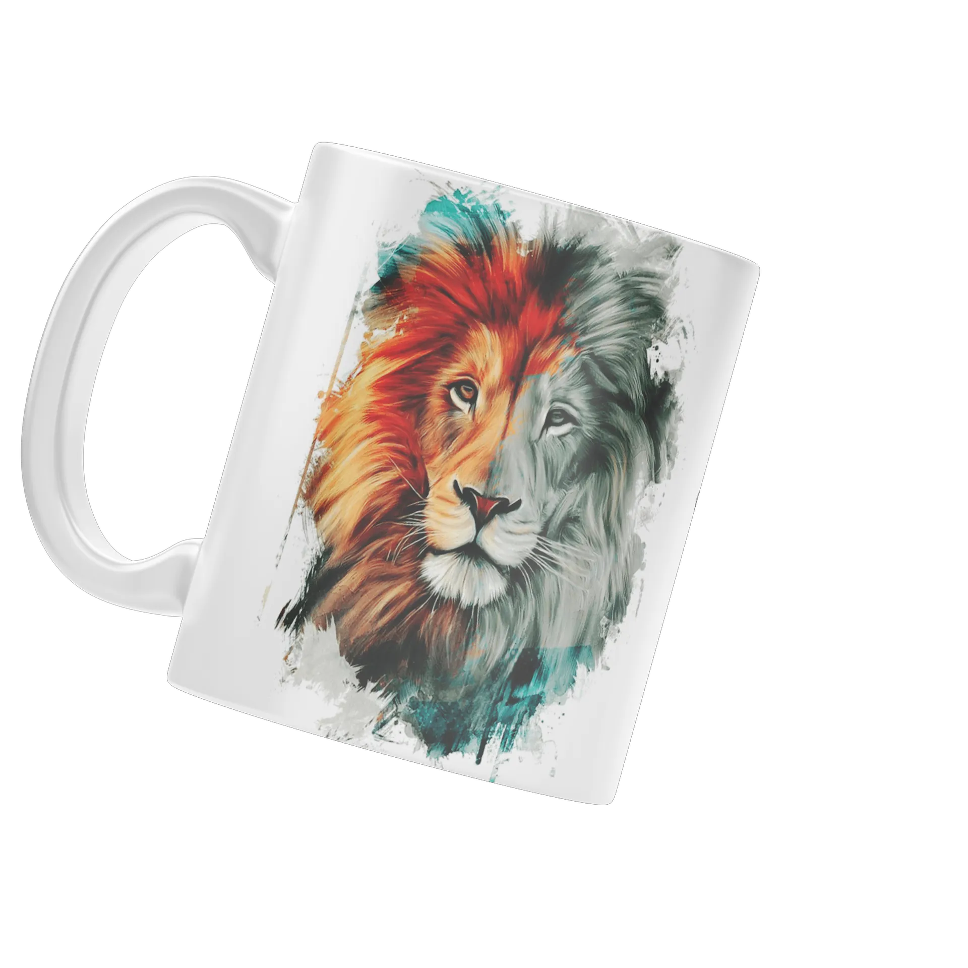Caneca Porcelana Leão Colorido 325ml - Imagem 3