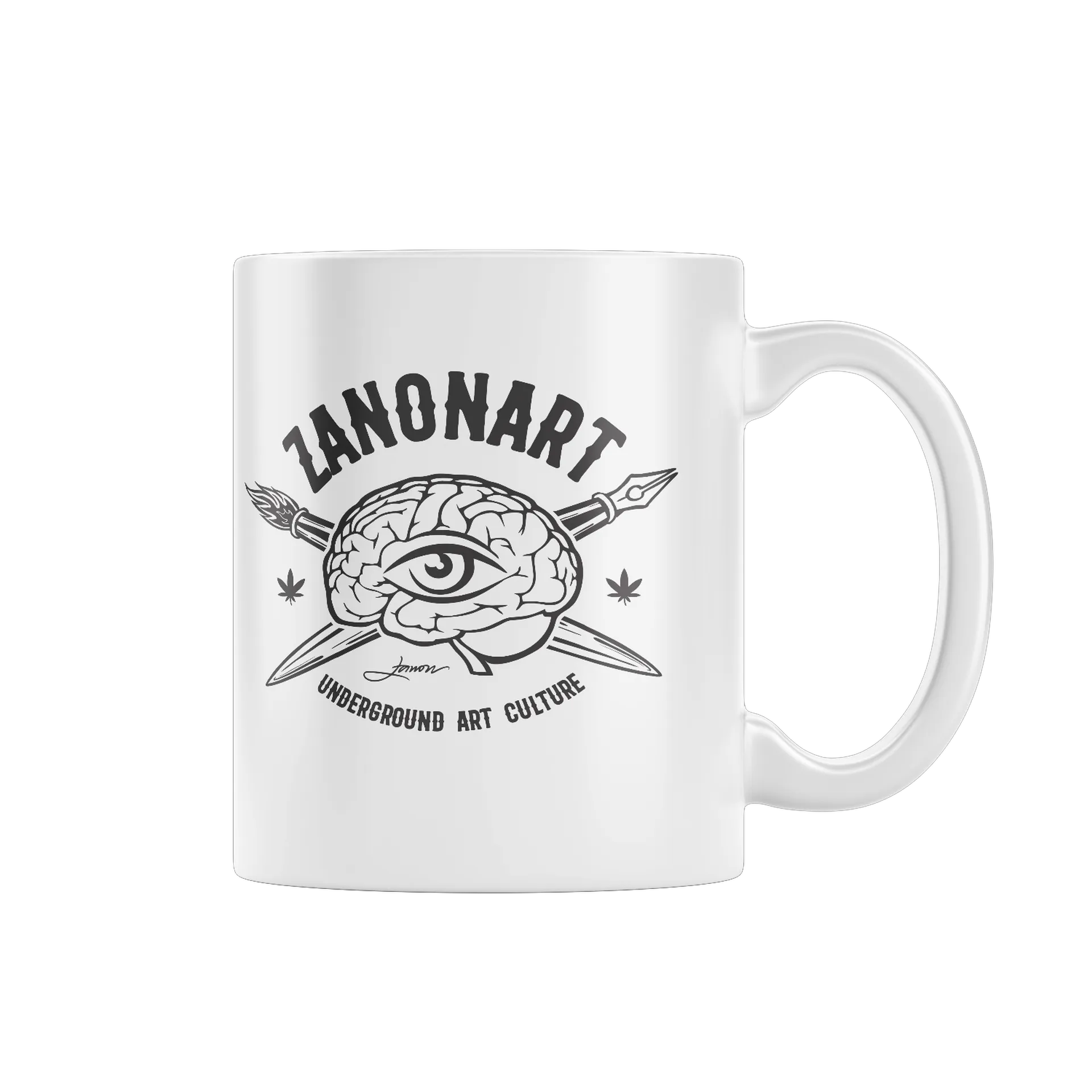 Caneca Porcelana Cérebro Olho Estilo Underground 325ml - Imagem 1