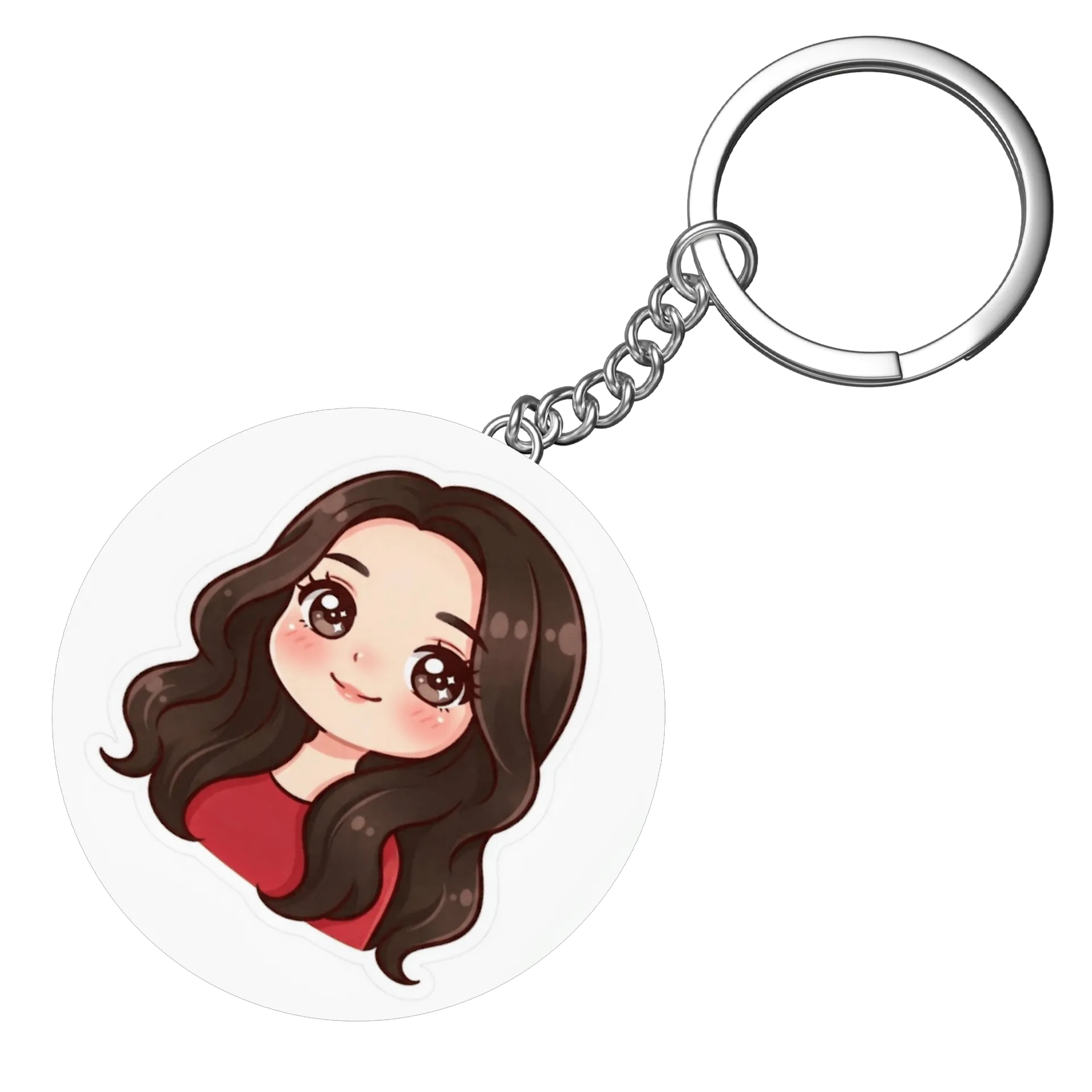 Chaveiro MDF Menina de Cabelo Longo Estilo Cartoon - Imagem 3