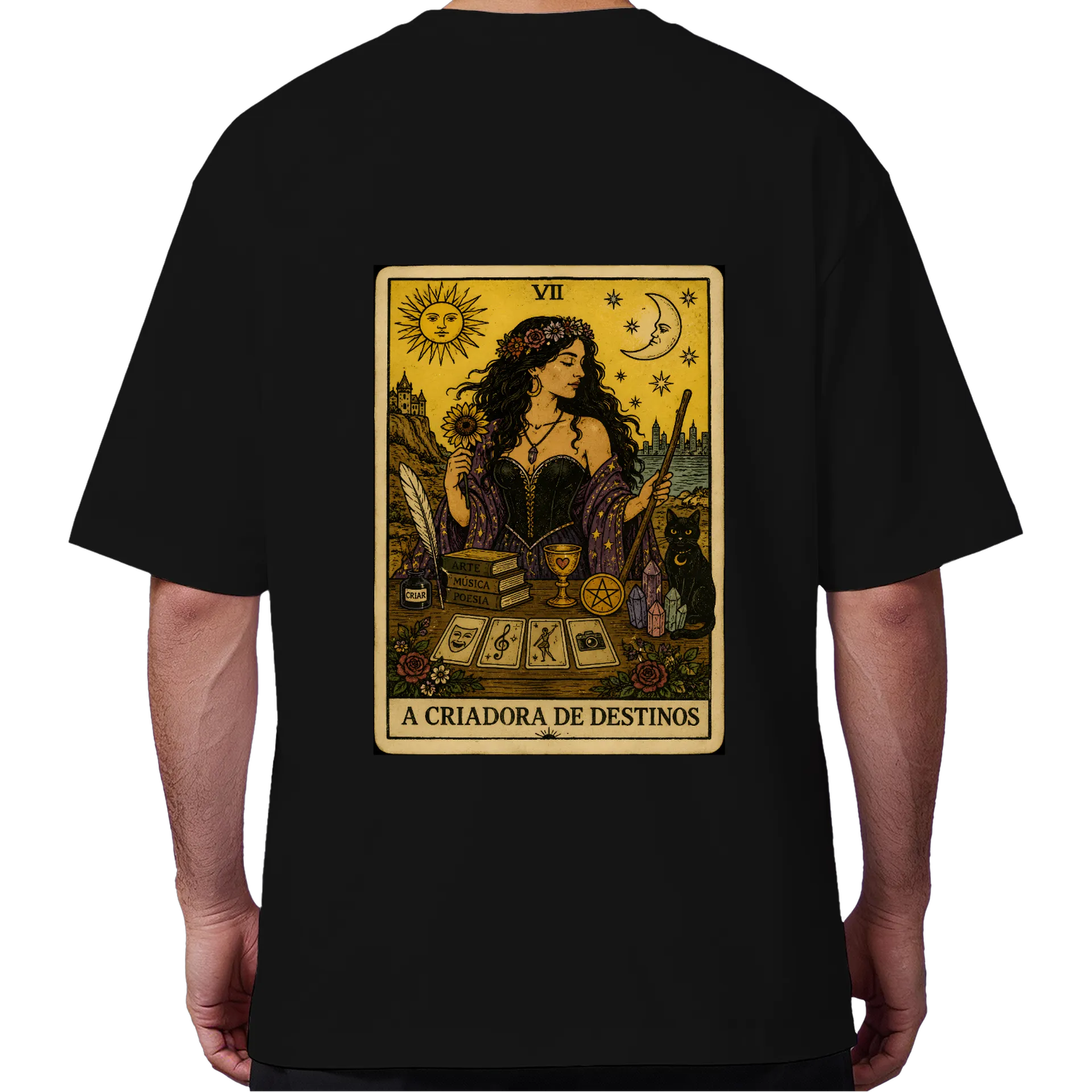 Camiseta Oversized A Criadora De Destinos Estampa Dourada - Imagem 6