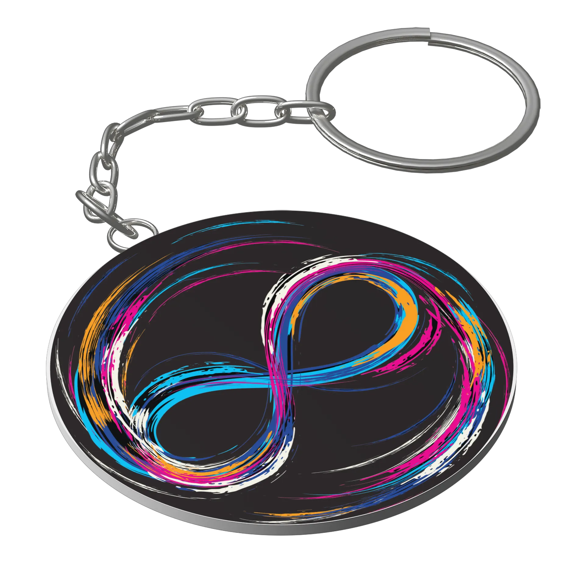 Chaveiro Símbolo do Infinito Colorido em Estilo Grunge MDF - Imagem 1