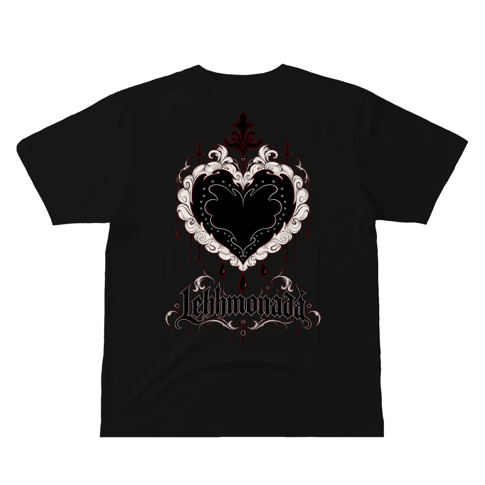 Camiseta Coração Ornamental Gótico Tipografia 100% Algodão - Imagem 2