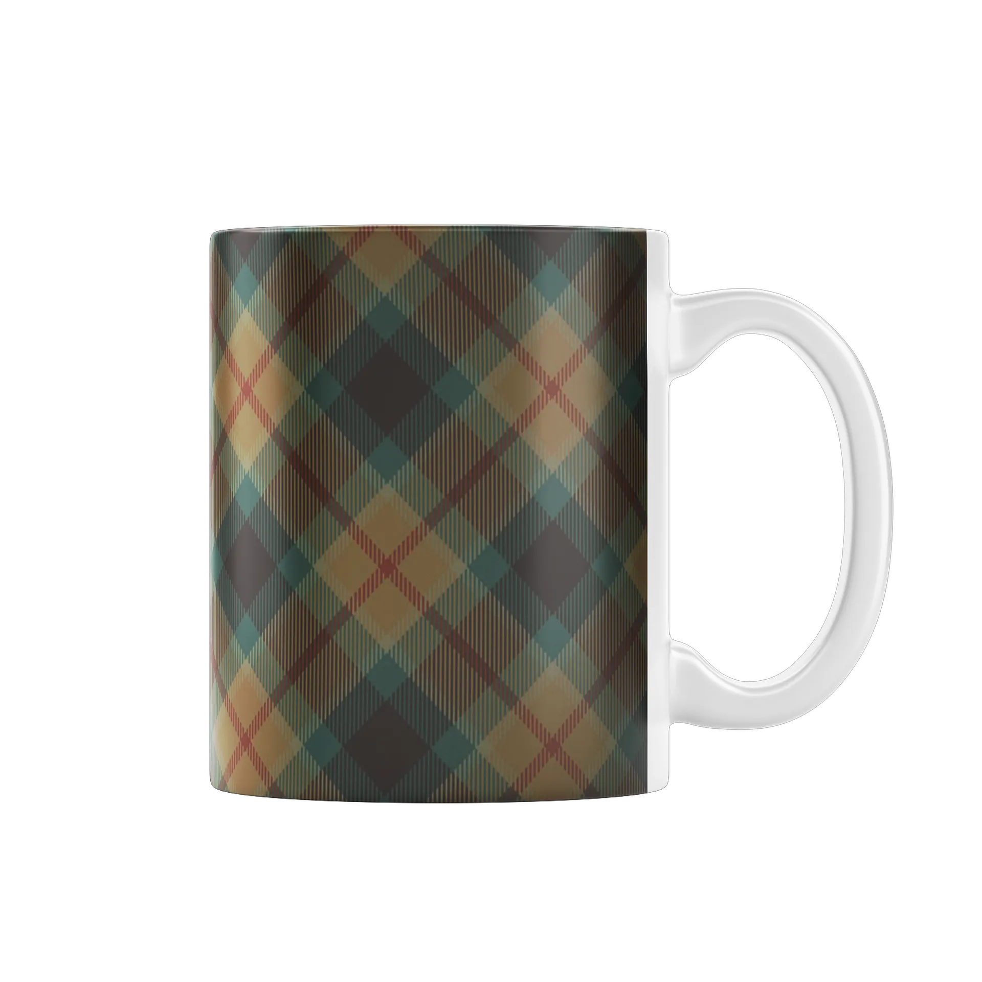 Caneca Porcelana Estampa Xadrez Colorido 325ml - Imagem 1
