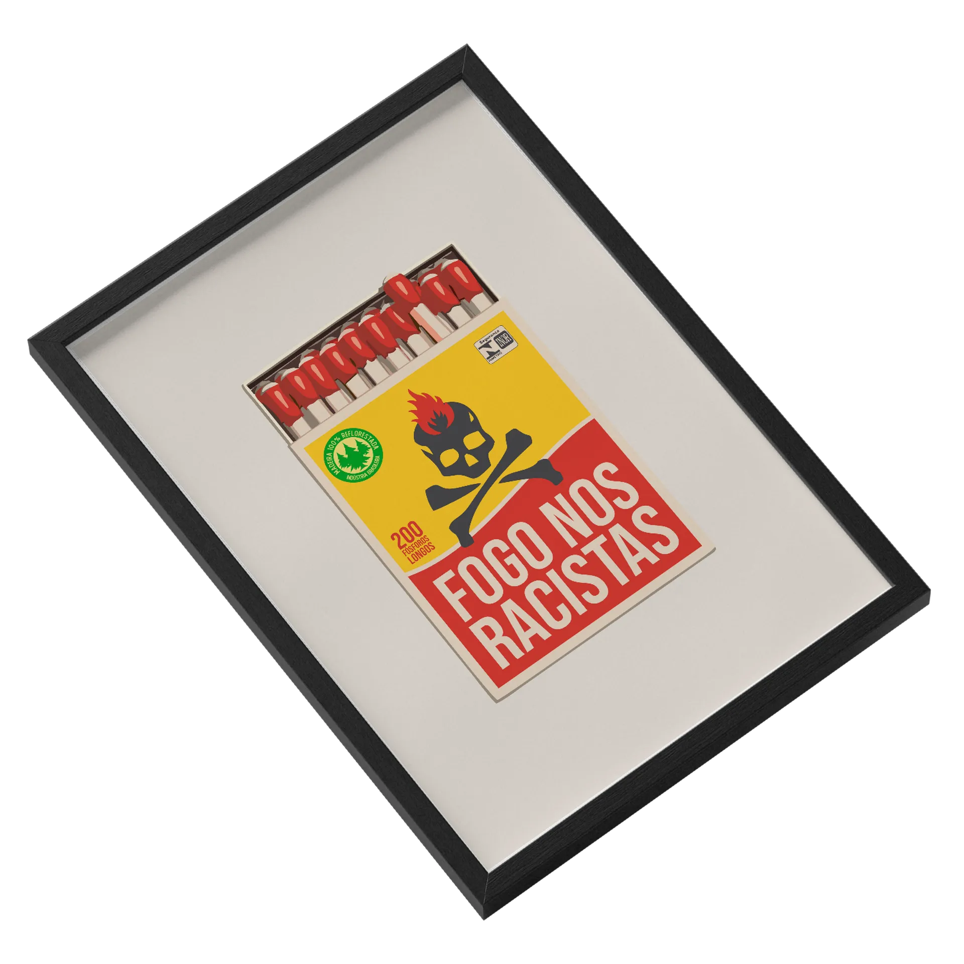 Quadro Fogo Nos Racistas MDF e Vidro A3 - Imagem 2
