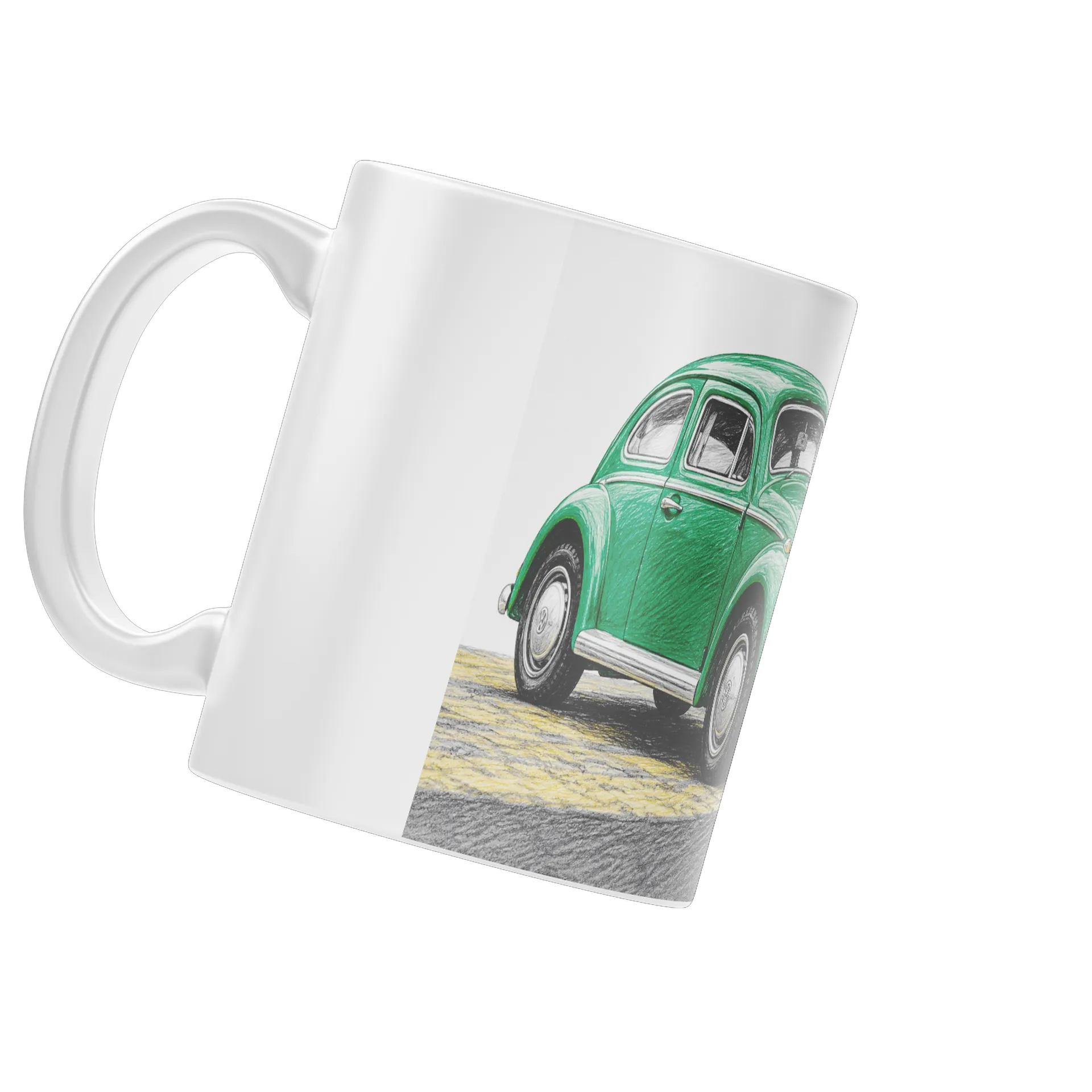 Caneca Porcelana Carro Clássico Verde 325ml - Imagem 4