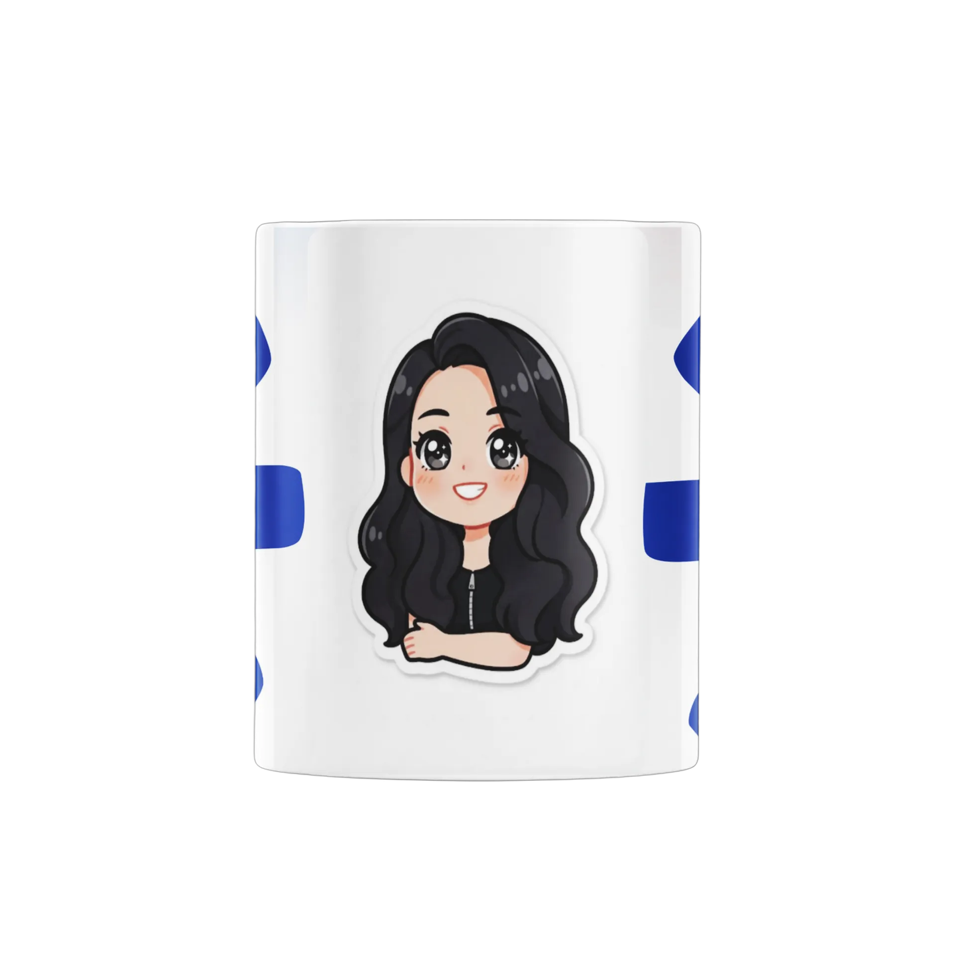 Caneca Porcelana Personagem Feminina Cartoon Cabelo Preto - Imagem 1