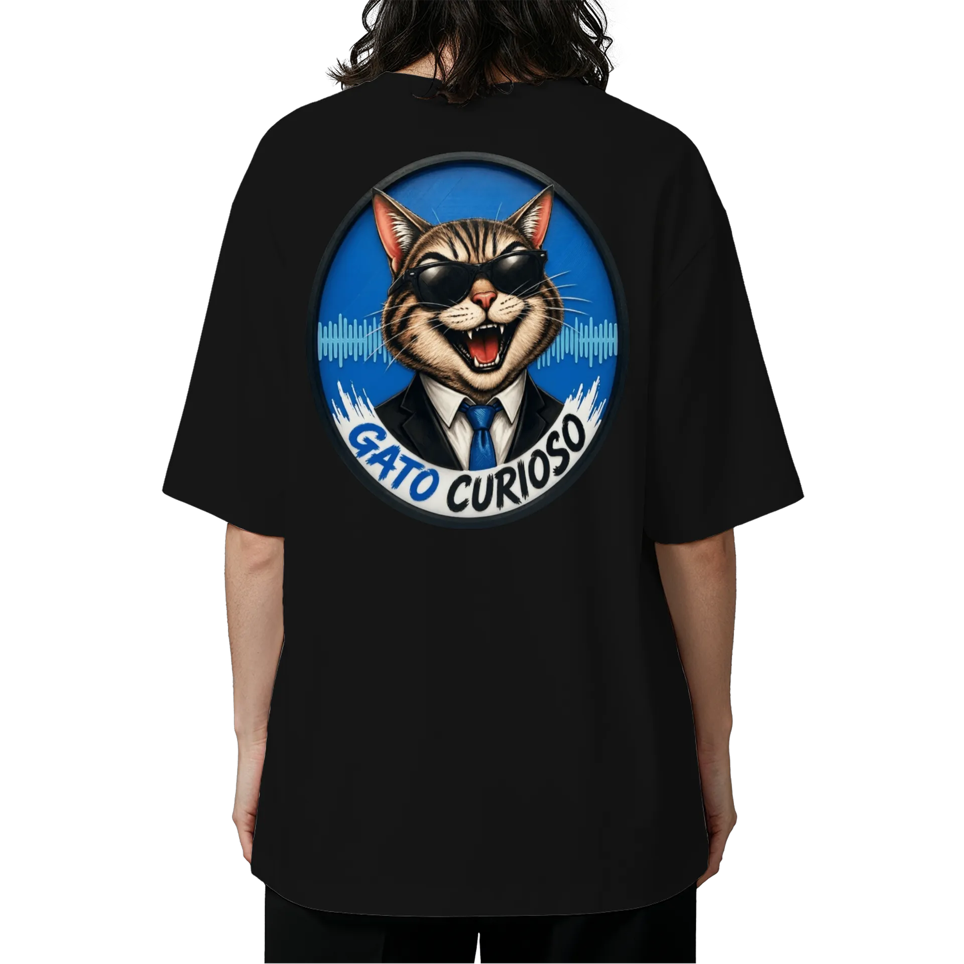 Camiseta Oversized de Gato Curioso  — imagem 5 de 6