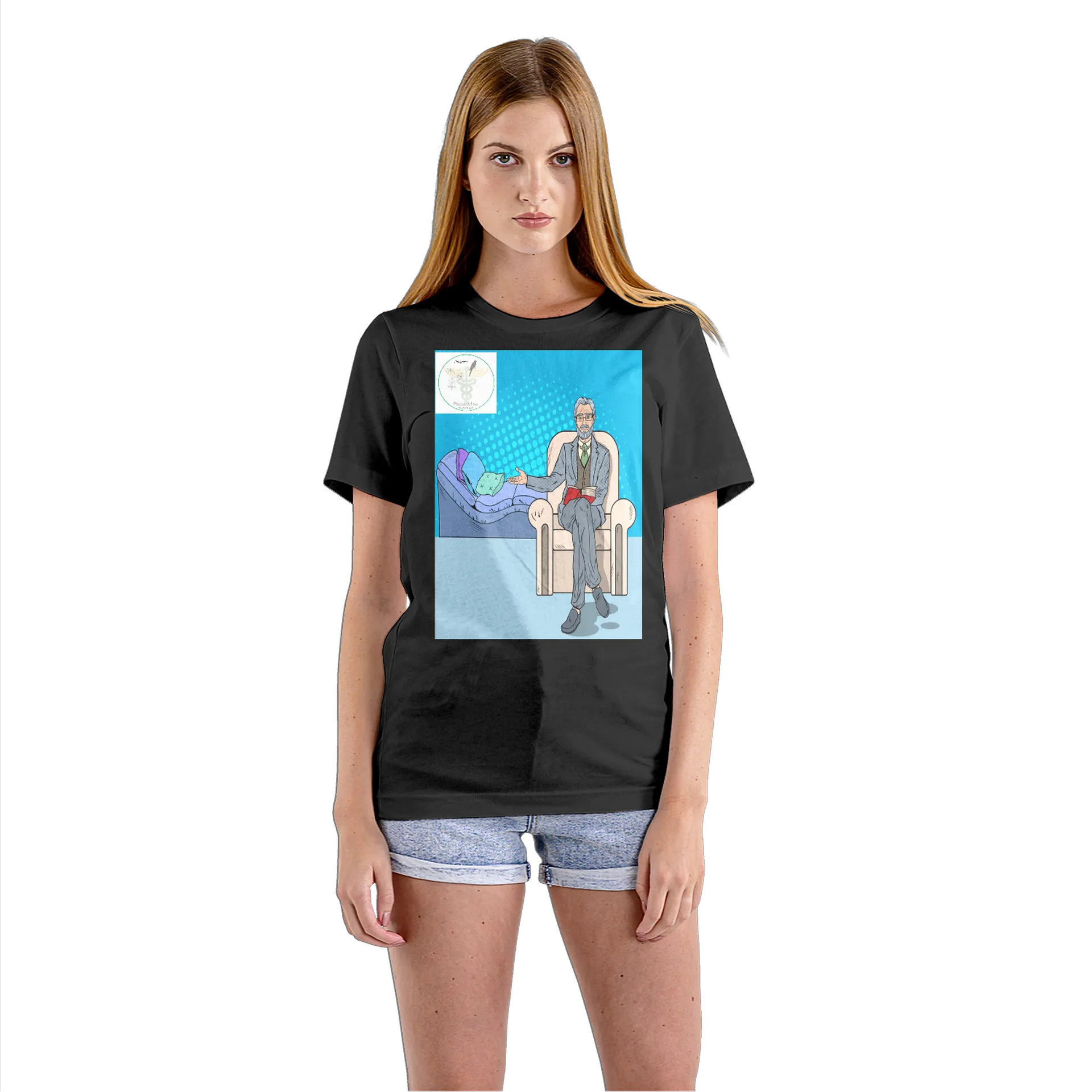 Camiseta Babylook Psicologia Estampa Cartoon 100% Algodão - Imagem 3