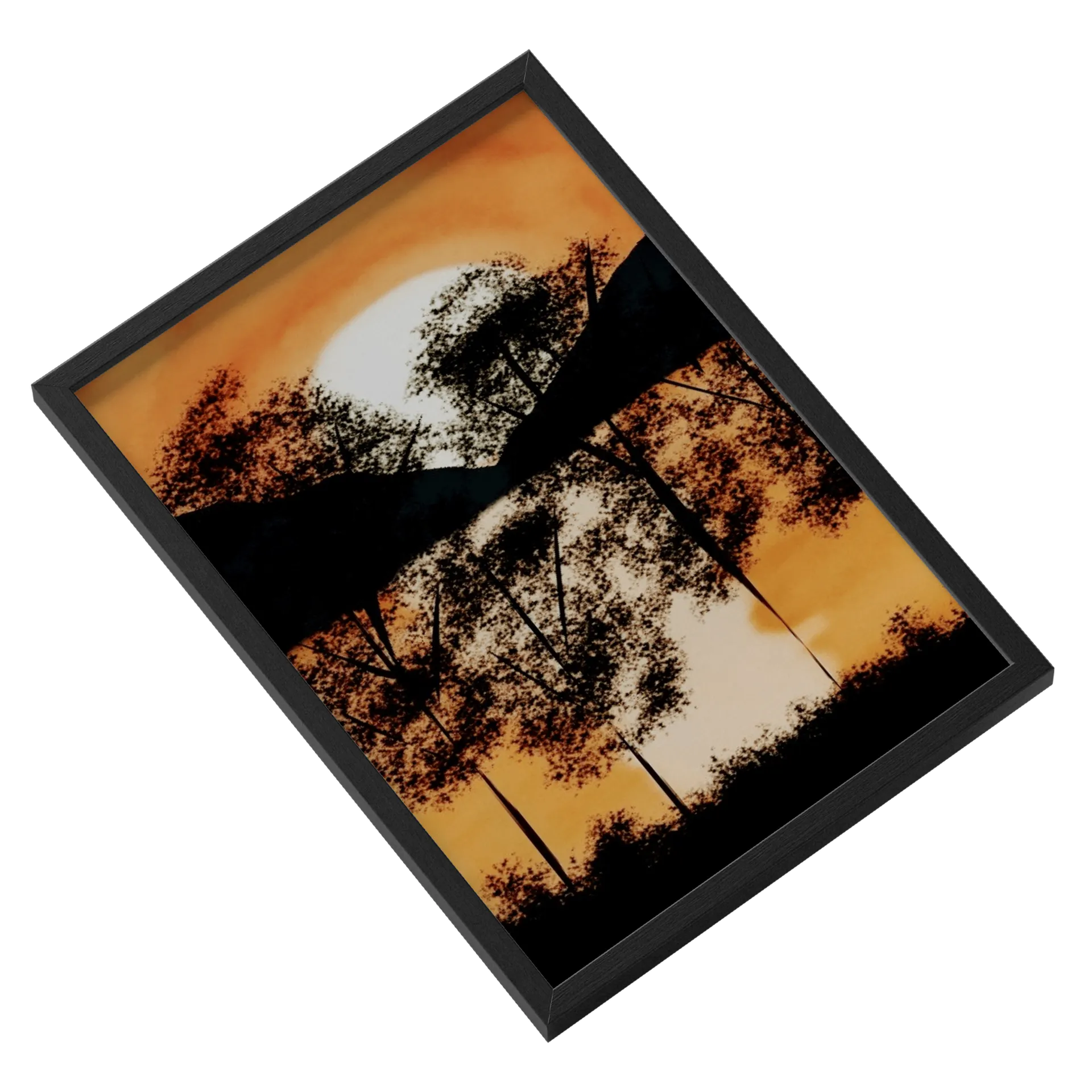 Quadro Paisagem de Árvores ao Pôr do Sol A3 com Vidro - Imagem 2