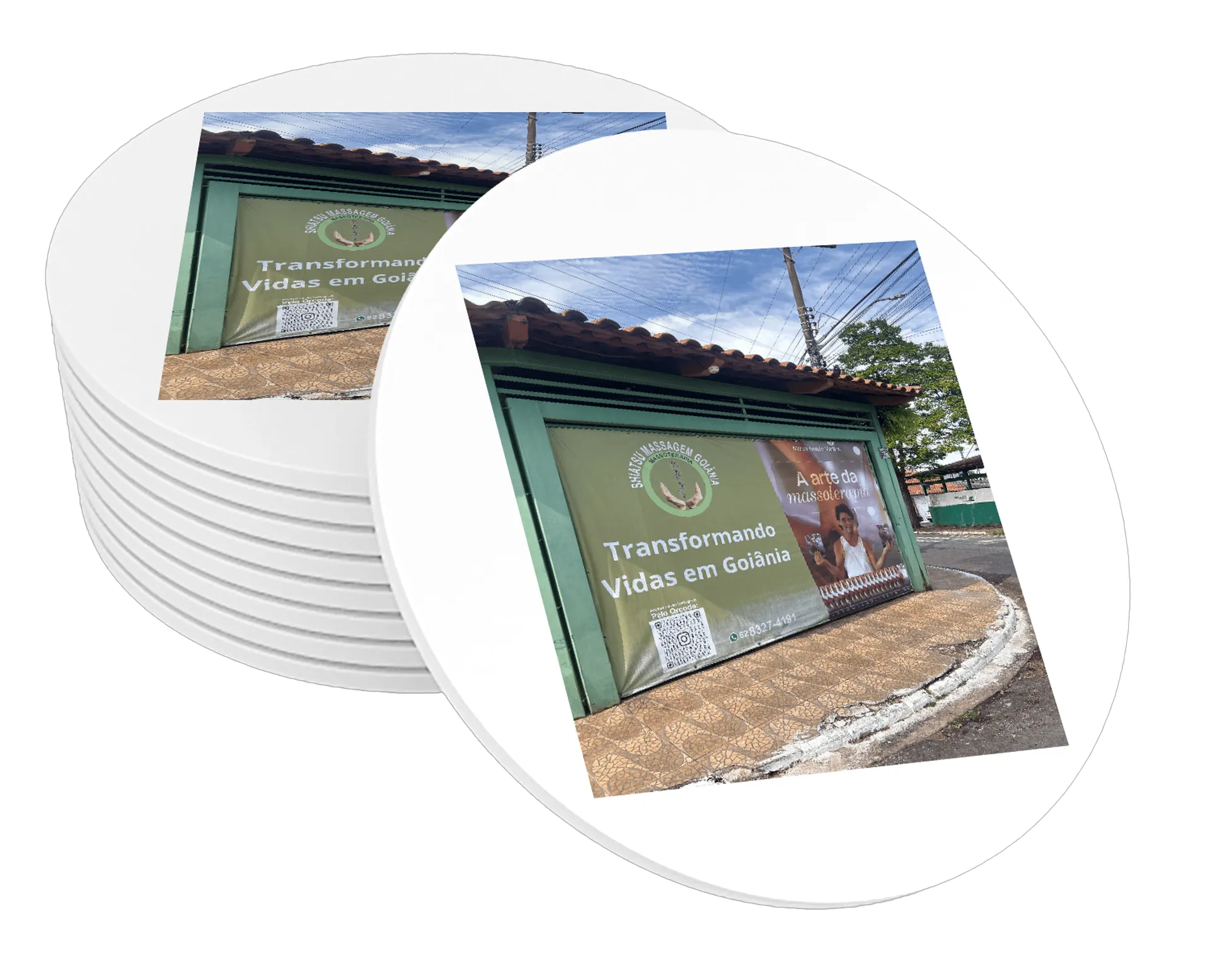 Porta-copo MDF Transformando Vidas em Goiania de massagemgoianiashiatsu — imagem 1 de 3