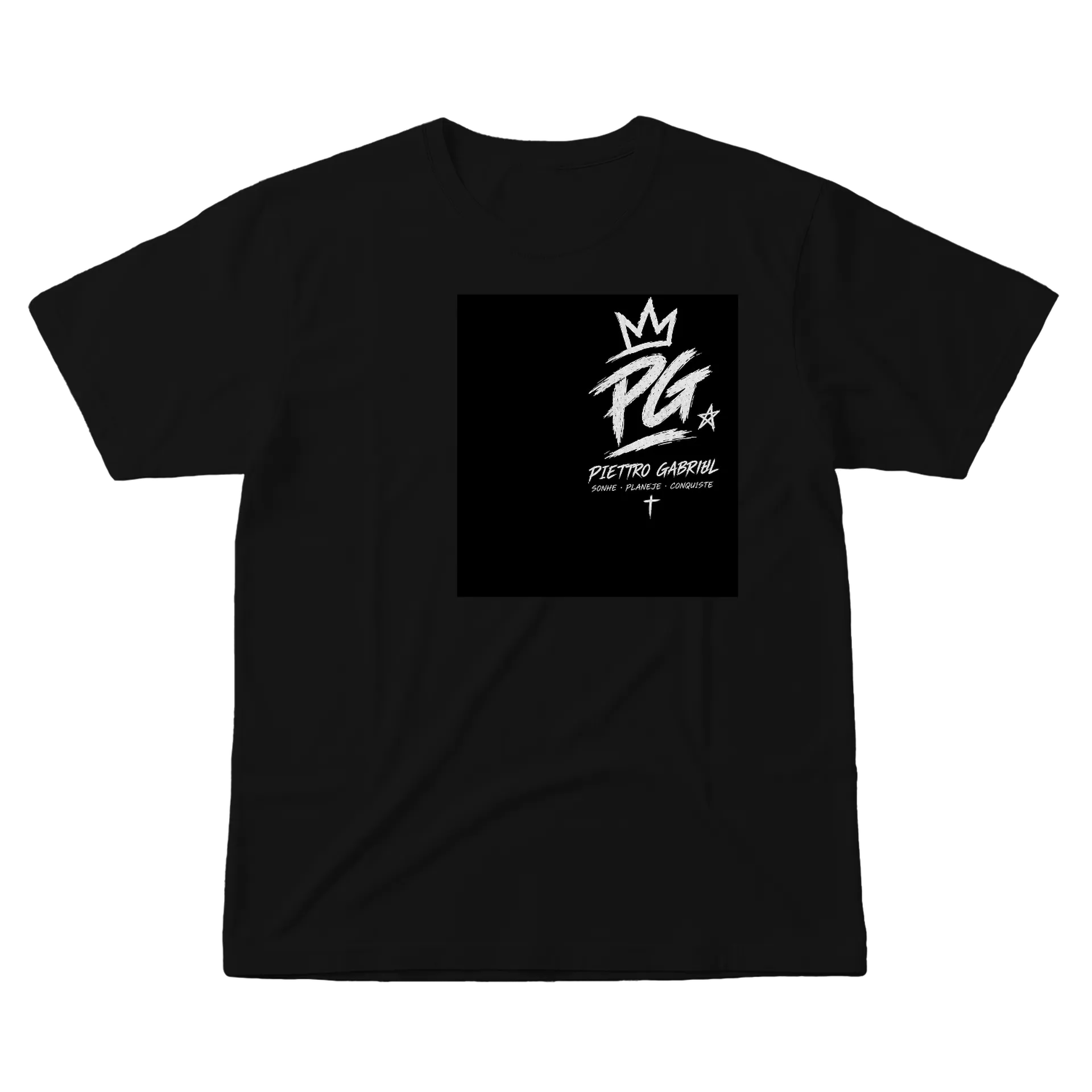 Camiseta Piettro Gabriel Estampa Preto 100% Algodão - Imagem 1
