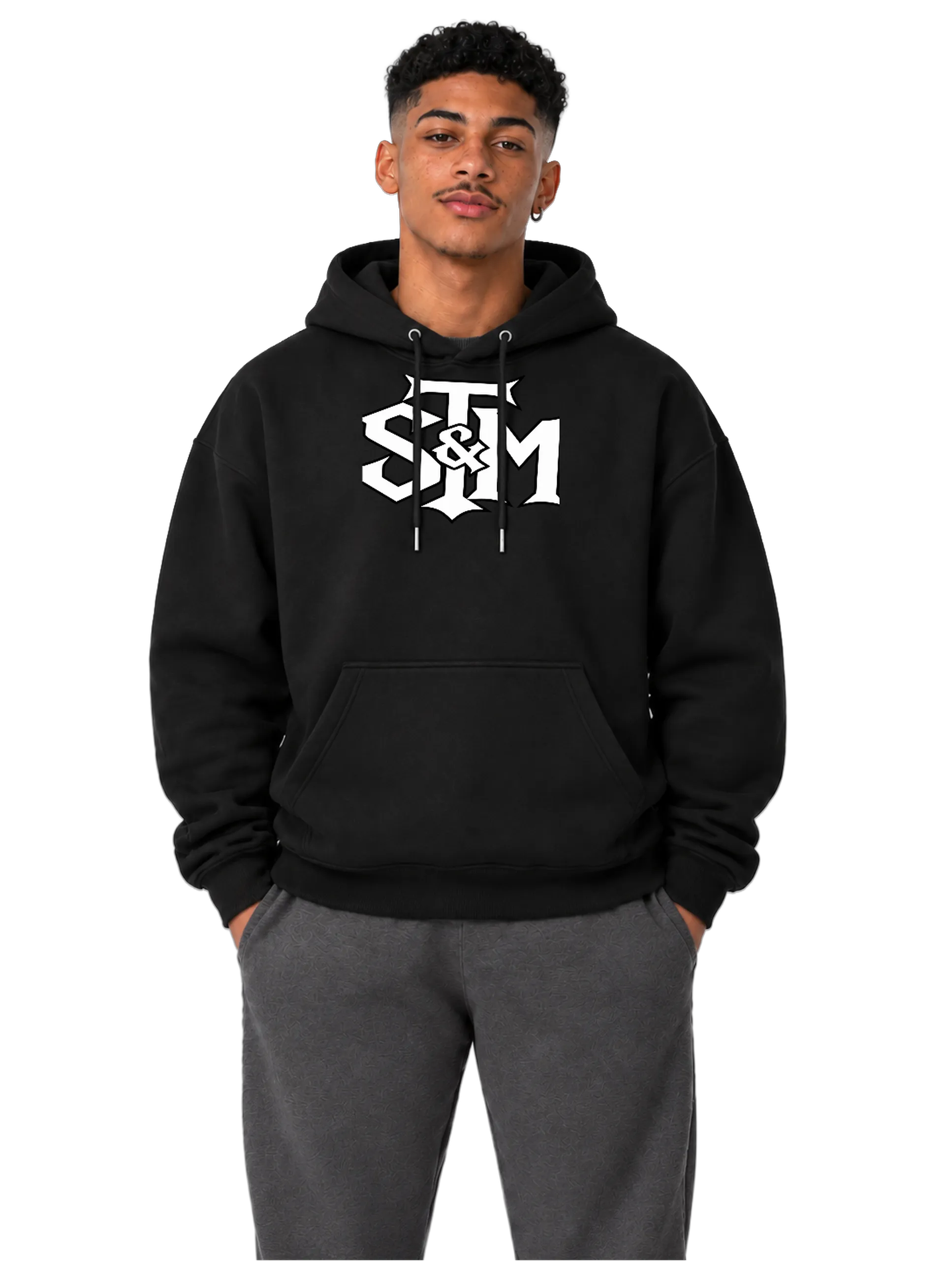 Blusa Moletom Canguru Logo Tipográfico Preto e Branco - Imagem 3